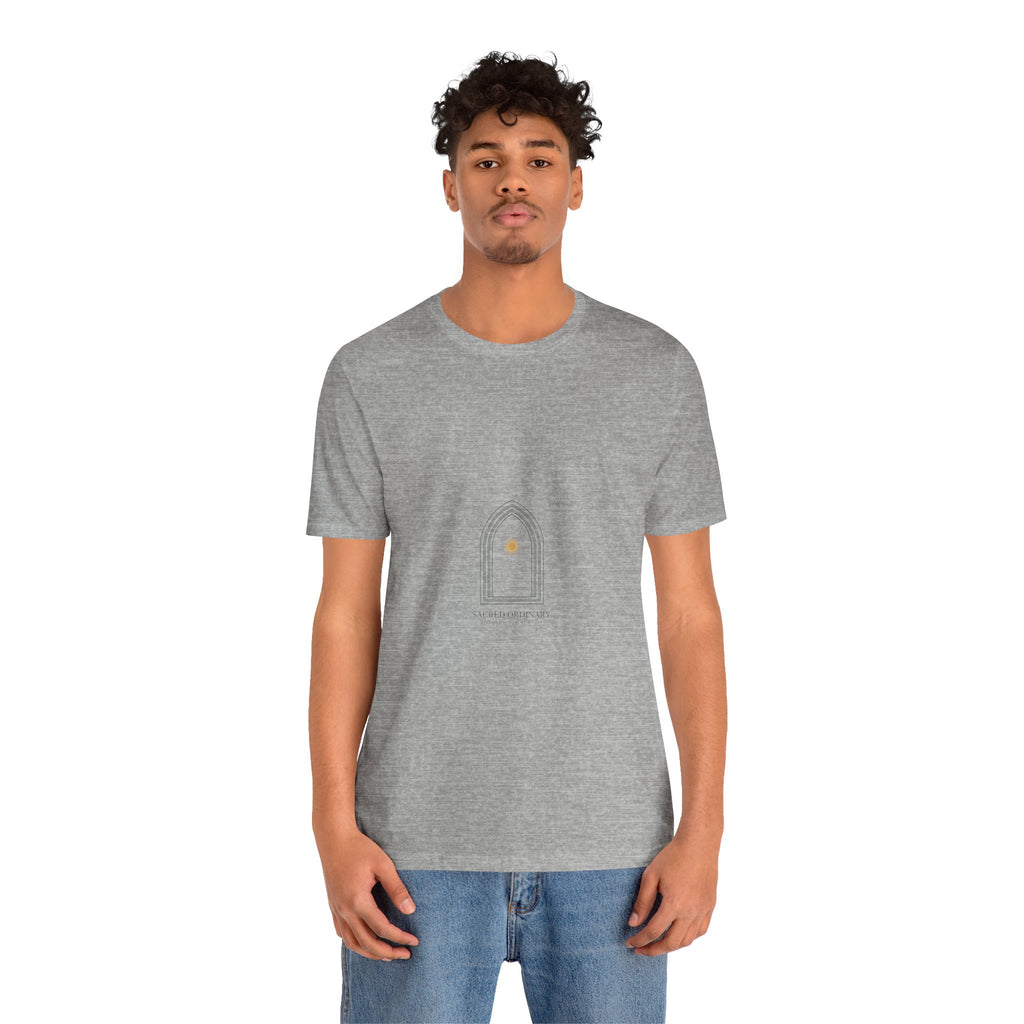 Gothic Arch Minimal Tee | Monastic Minimalism, serene typography Navy