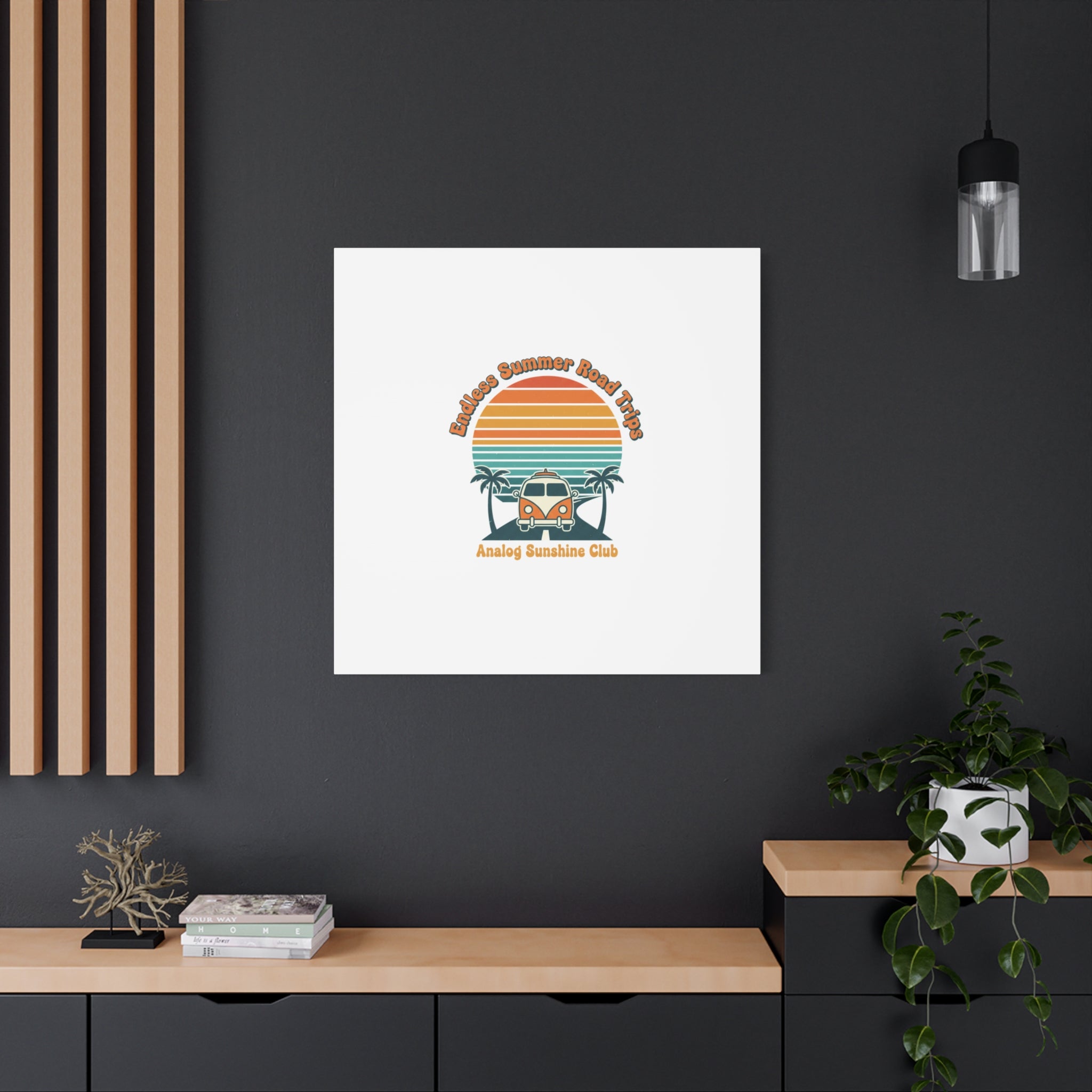 Endless Summer Road Trips Canvas | 1970s Sunset, Retro Surf Palm Art 36" x 36" 1.25"