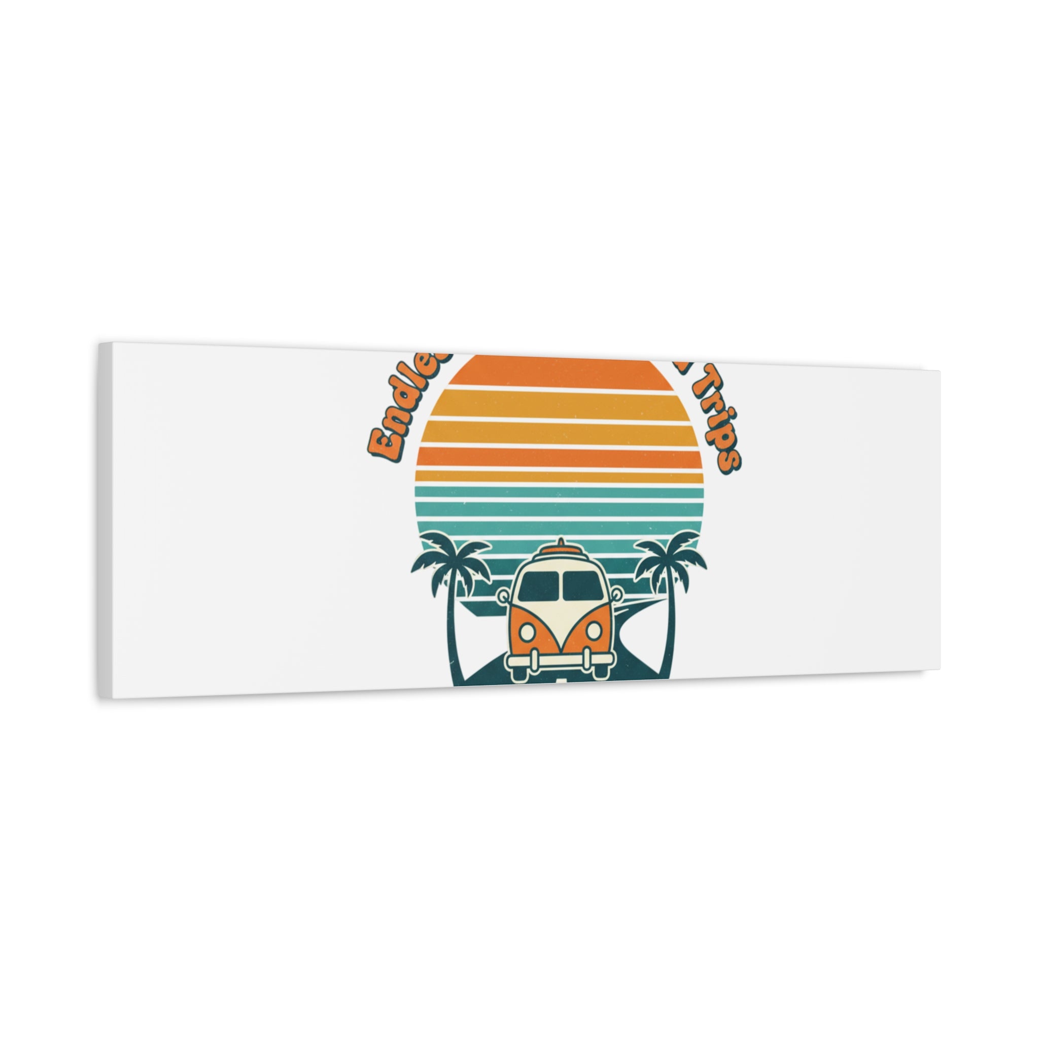 Endless Summer Road Trips Canvas | 1970s Sunset, Retro Surf Palm Art 36" x 36" 1.25"