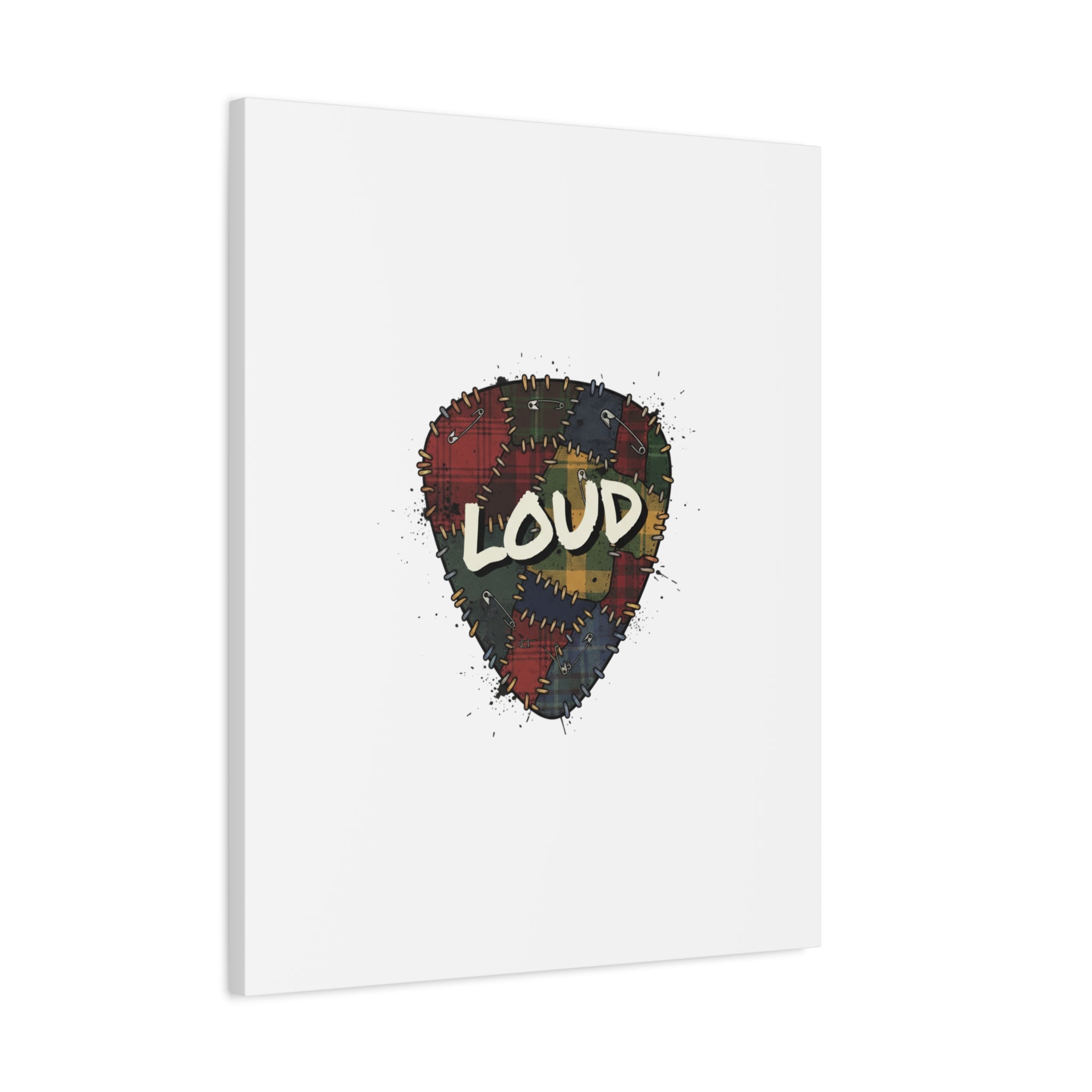 Plaid Patchwork Guitar Pick Canvas, Grunge Revival, 90s Rock Plaid Aesthetic 36" x 36" 1.25"