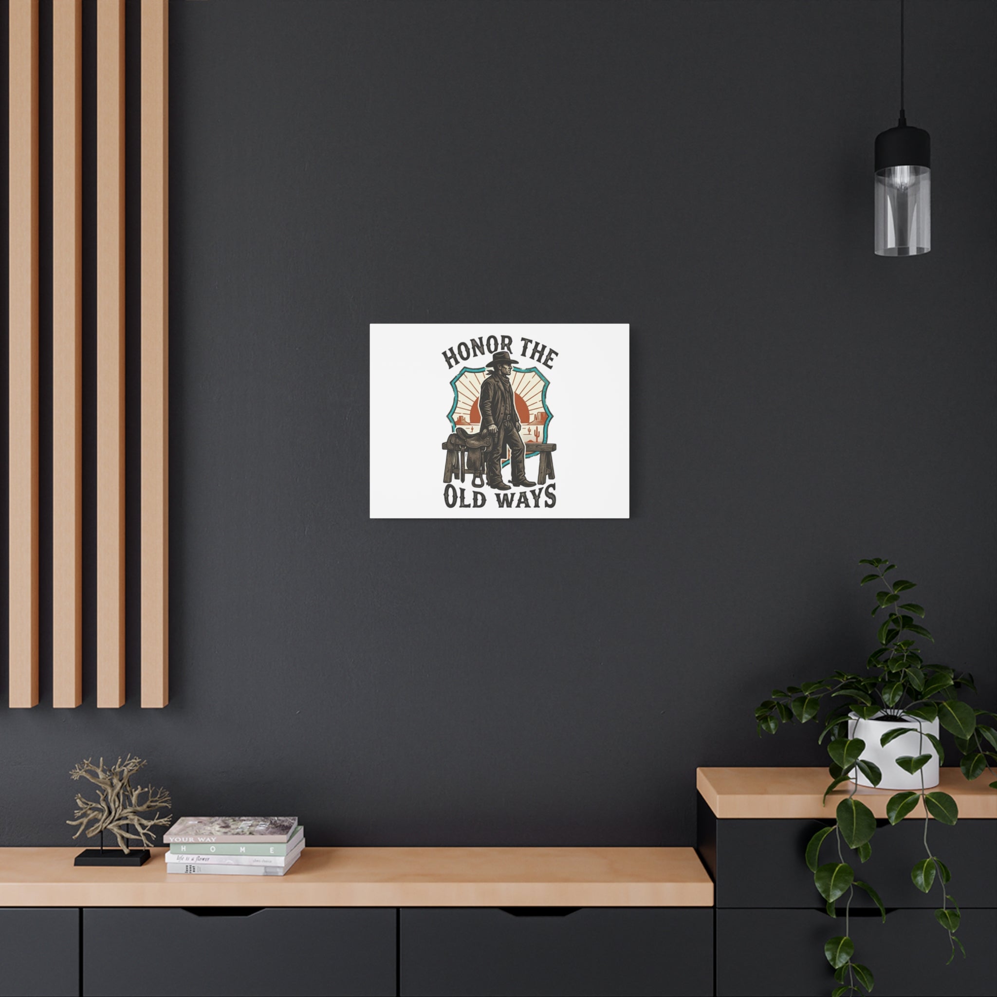 Honor the Old Ways Canvas, Western Americana vintage cowboy frontier 36" x 36" 1.25"