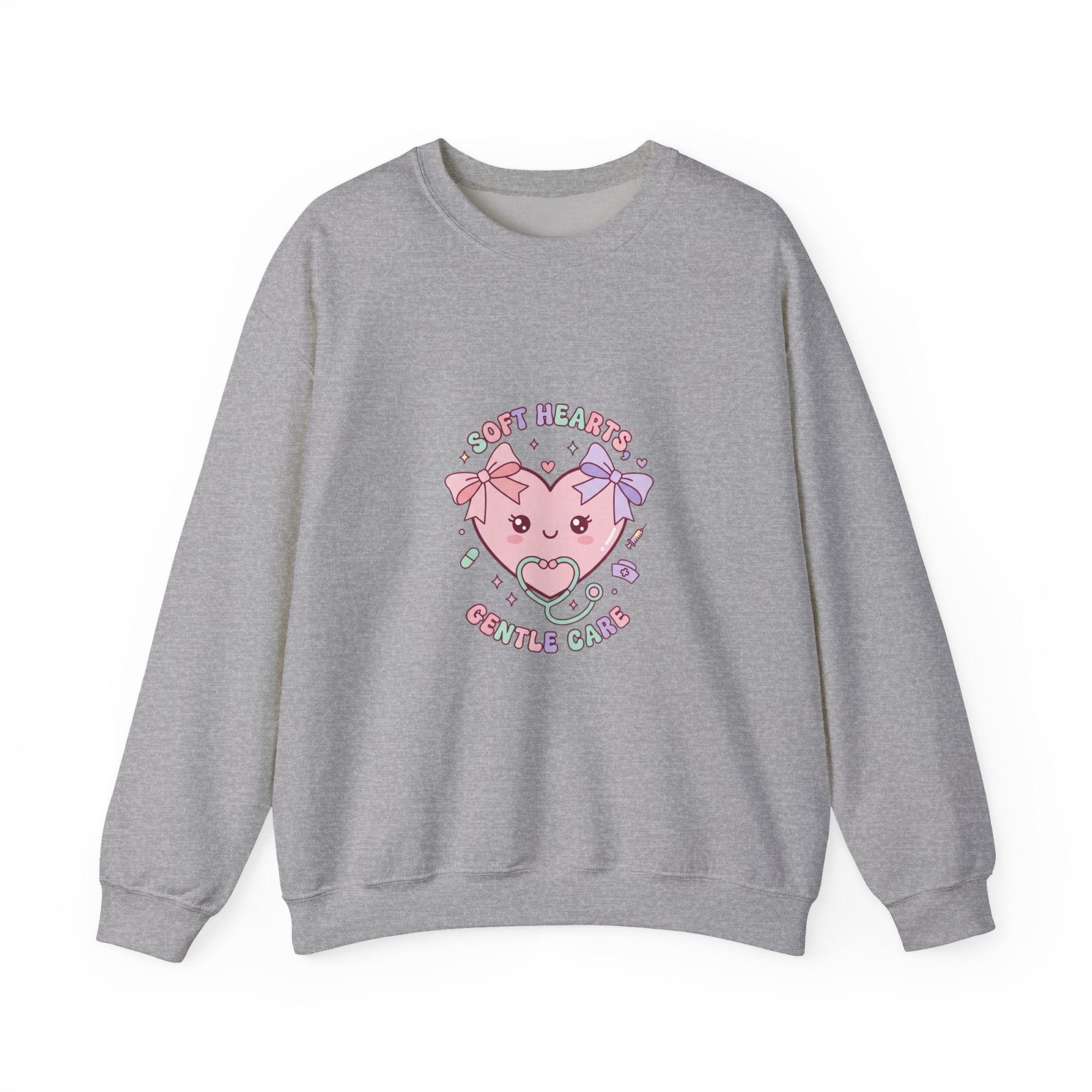 Cute Nurse Heart Crewneck Sweatshirt | pastel coquette medical, kawaii nurse graphic