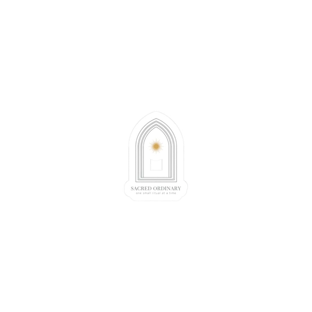 Gothic Arch Minimalist Sticker | Monastic Minimalism Quiet Luxury 2" × 2" White