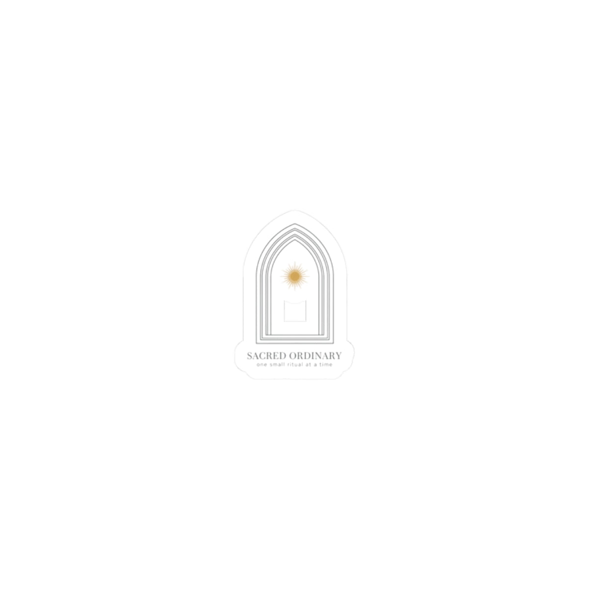 Gothic Arch Minimalist Sticker | Monastic Minimalism Quiet Luxury 2" × 2" White