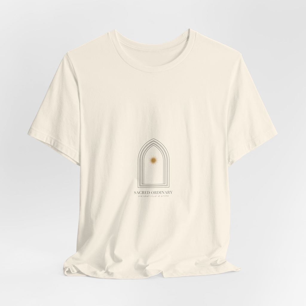 Gothic Arch Minimal Tee | Monastic Minimalism, serene typography Navy