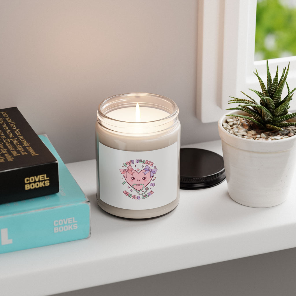 Cute Nurse Heart Candle, Scented Soy Candle | Pastel Coquette Medical White Sage and Lavender 9oz
