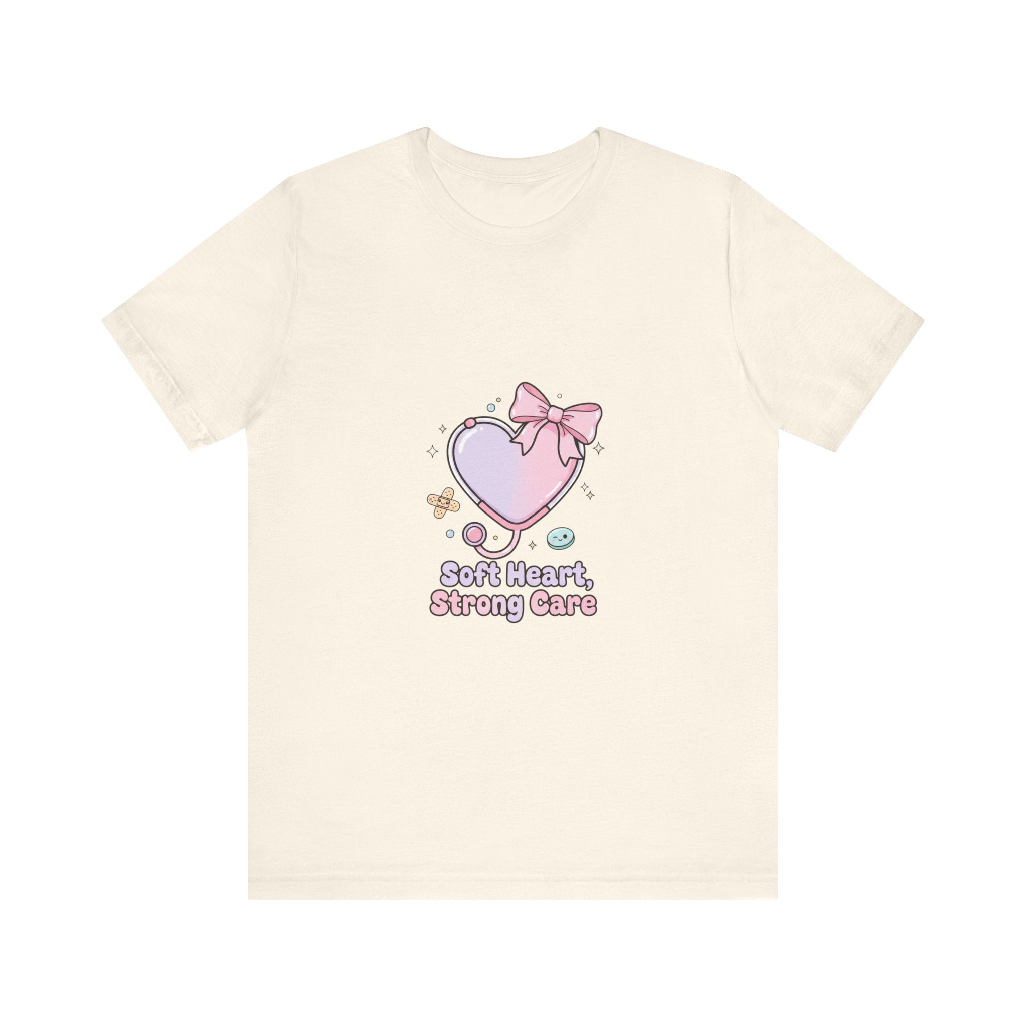 Soft Heart Strong Care T-Shirt | cute nurse graphic, pastel coquette medical shirt Navy
