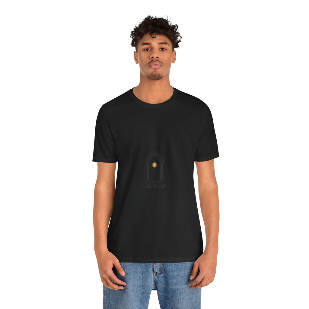 Gothic Arch Minimal Tee | Monastic Minimalism, serene typography Navy