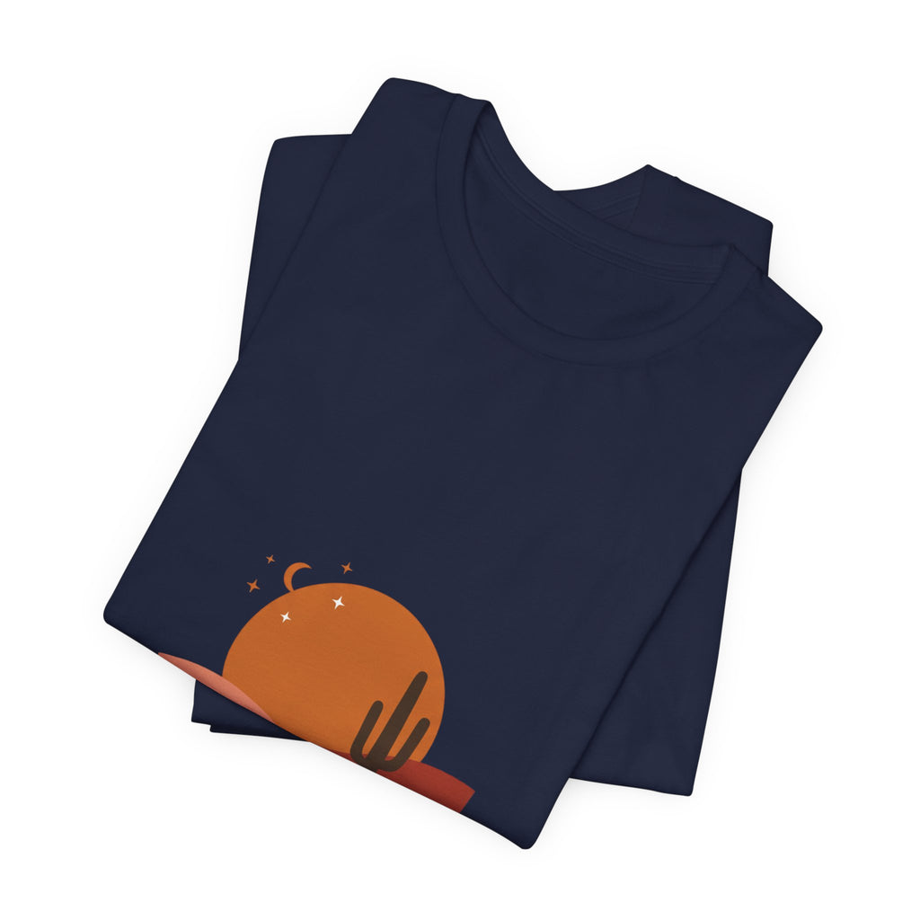 Desert Sunset Minimalist Mesa Tee | Southwestern art print, adobe-inspired Navy