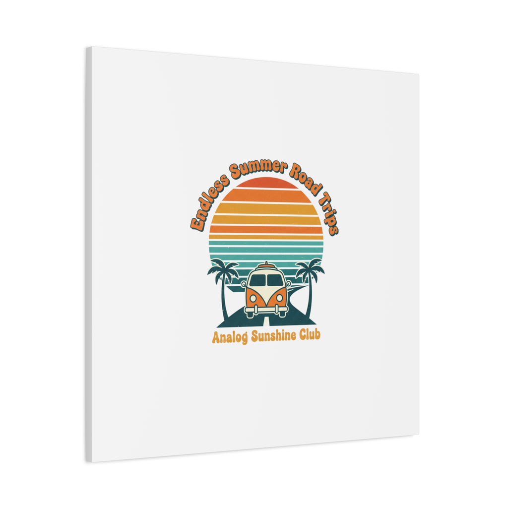 Endless Summer Road Trips Canvas | 1970s Sunset, Retro Surf Palm Art 36" x 36" 1.25"