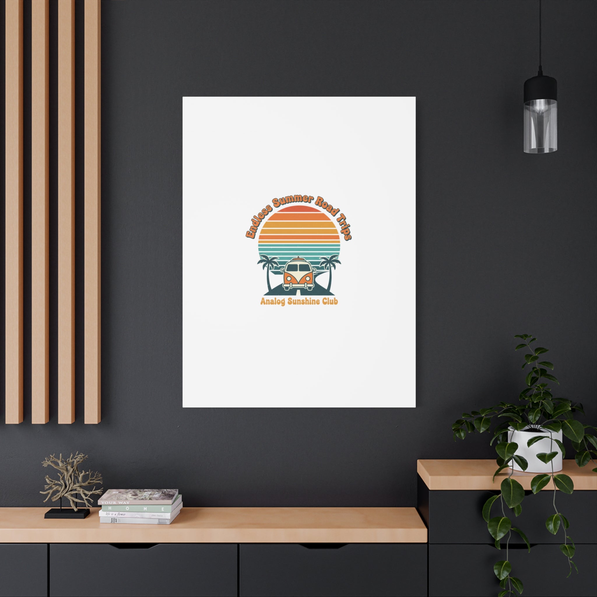 Endless Summer Road Trips Canvas | 1970s Sunset, Retro Surf Palm Art 36" x 36" 1.25"