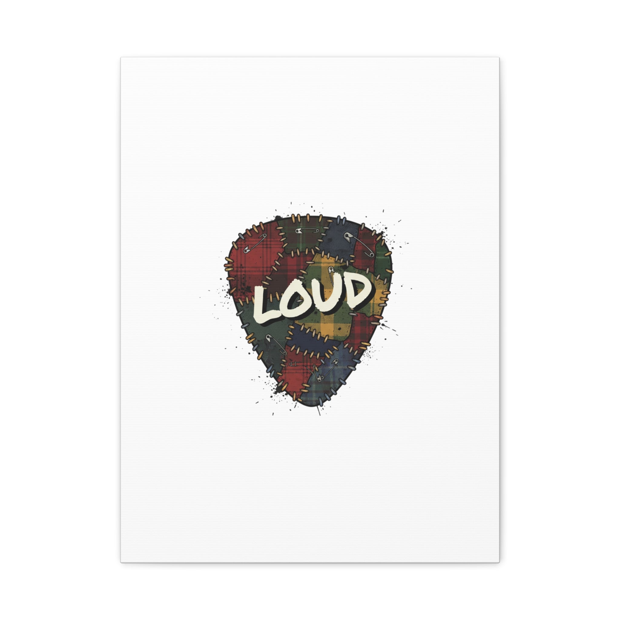 Plaid Patchwork Guitar Pick Canvas, Grunge Revival, 90s Rock Plaid Aesthetic 18″ x 24″ (Vertical) 1.25"