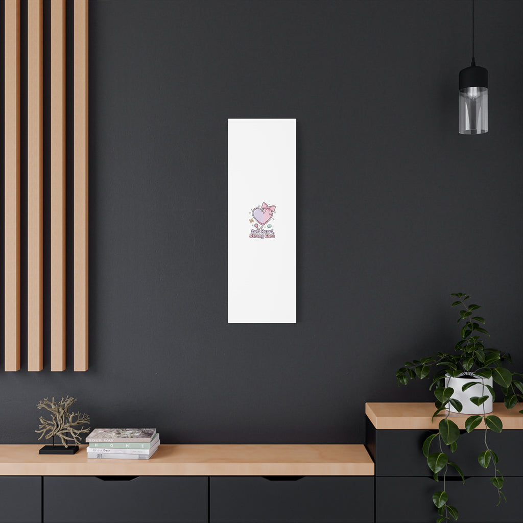 Soft Heart Strong Care Canvas, Pastel Cute Nurse Medical Art | Coquette Healthcare 36" x 36" 1.25"