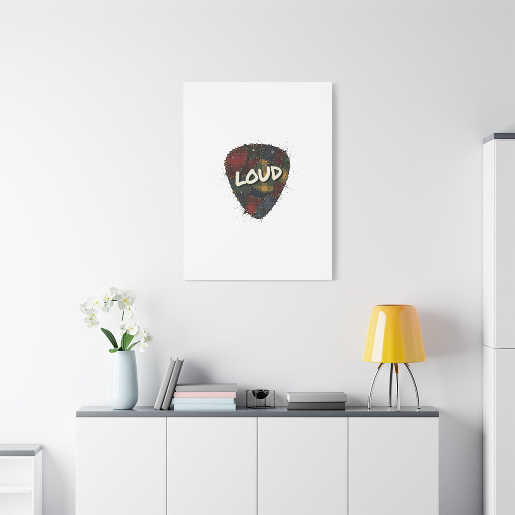 Plaid Patchwork Guitar Pick Canvas, Grunge Revival, 90s Rock Plaid Aesthetic 36" x 36" 1.25"