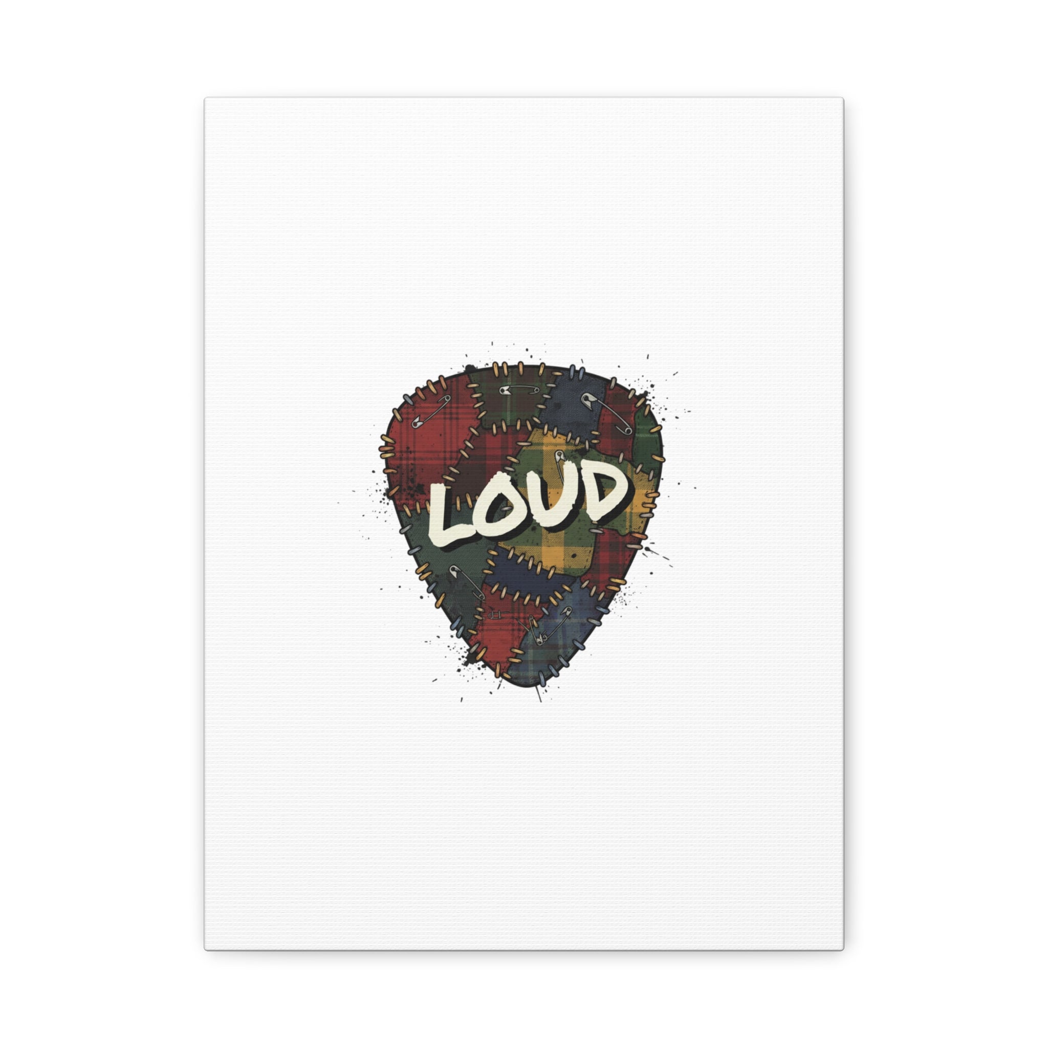 Plaid Patchwork Guitar Pick Canvas, Grunge Revival, 90s Rock Plaid Aesthetic 12″ x 16″ (Vertical) 1.25"