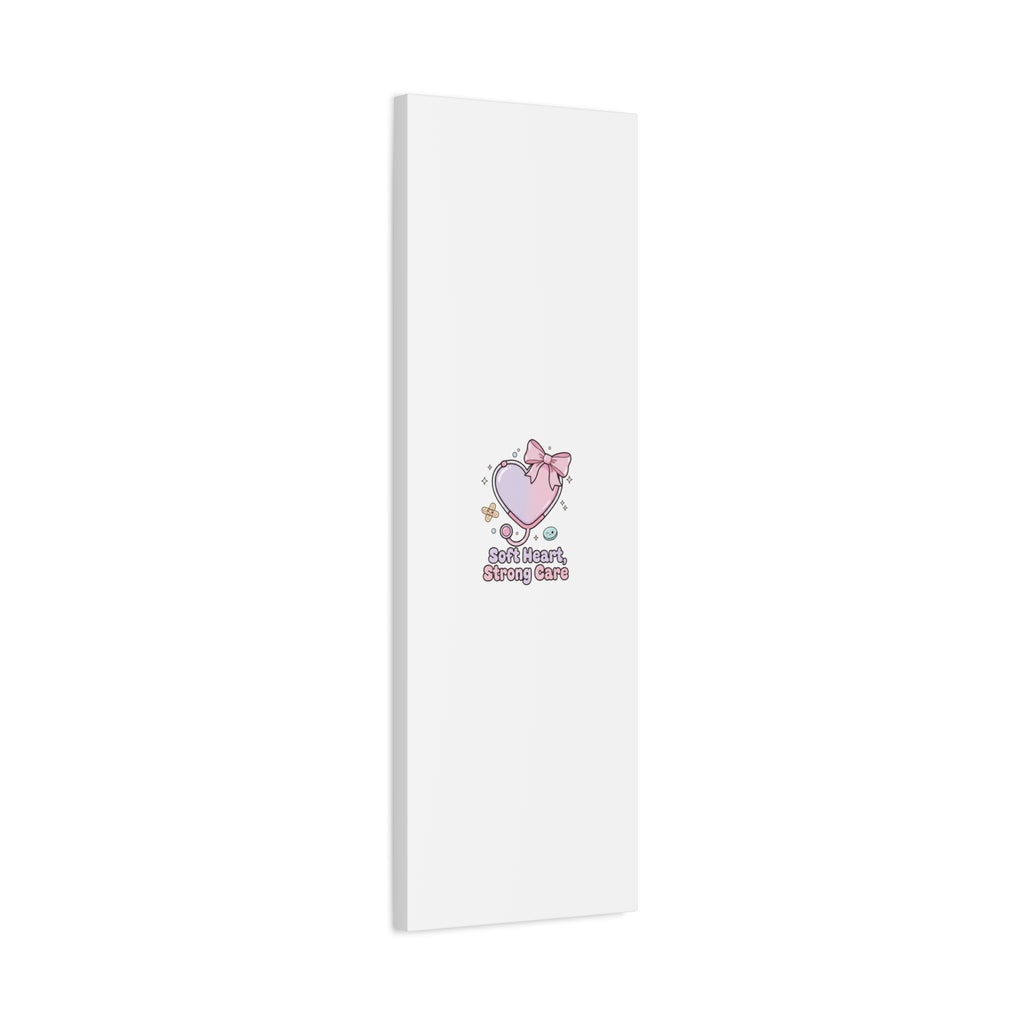 Soft Heart Strong Care Canvas, Pastel Cute Nurse Medical Art | Coquette Healthcare 36" x 36" 1.25"