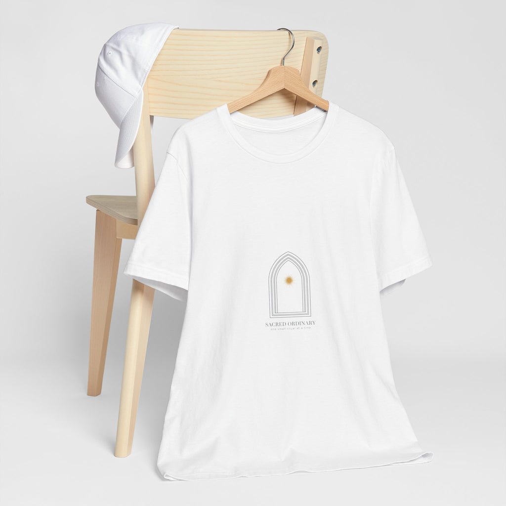 Gothic Arch Minimal Tee | Monastic Minimalism, serene typography Navy