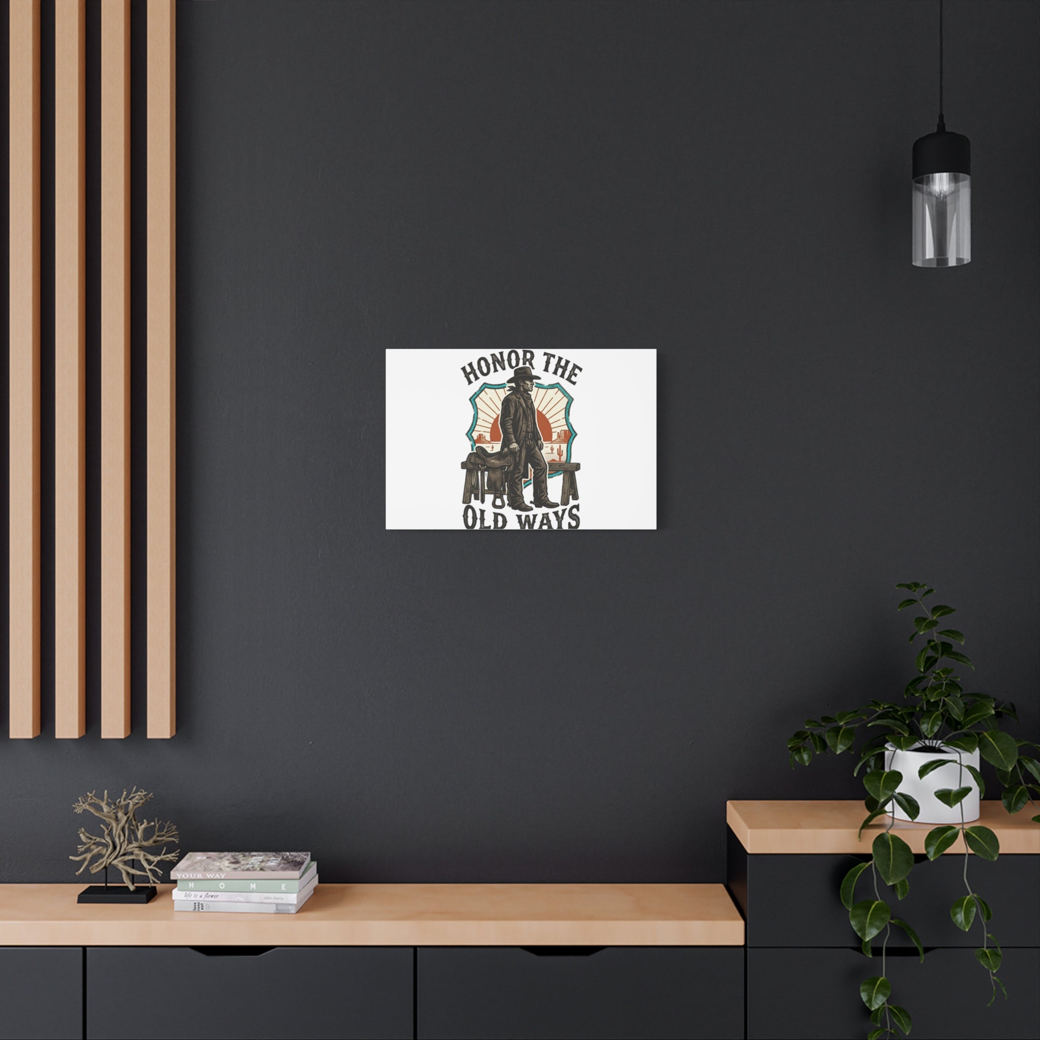 Honor the Old Ways Canvas, Western Americana vintage cowboy frontier 36" x 36" 1.25"
