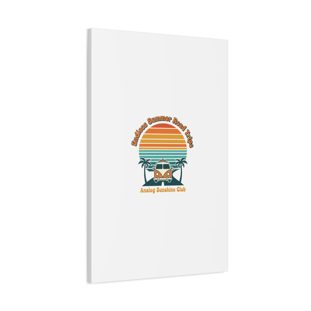 Endless Summer Road Trips Canvas | 1970s Sunset, Retro Surf Palm Art 36" x 36" 1.25"