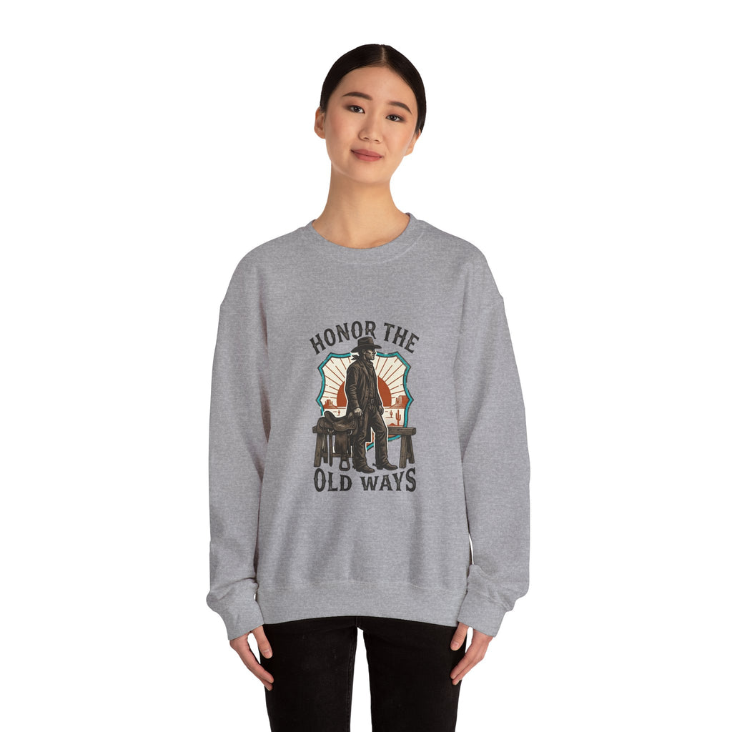 Honor the Old Ways Crewneck Sweatshirt | Western, Americana, Vintage. Navy