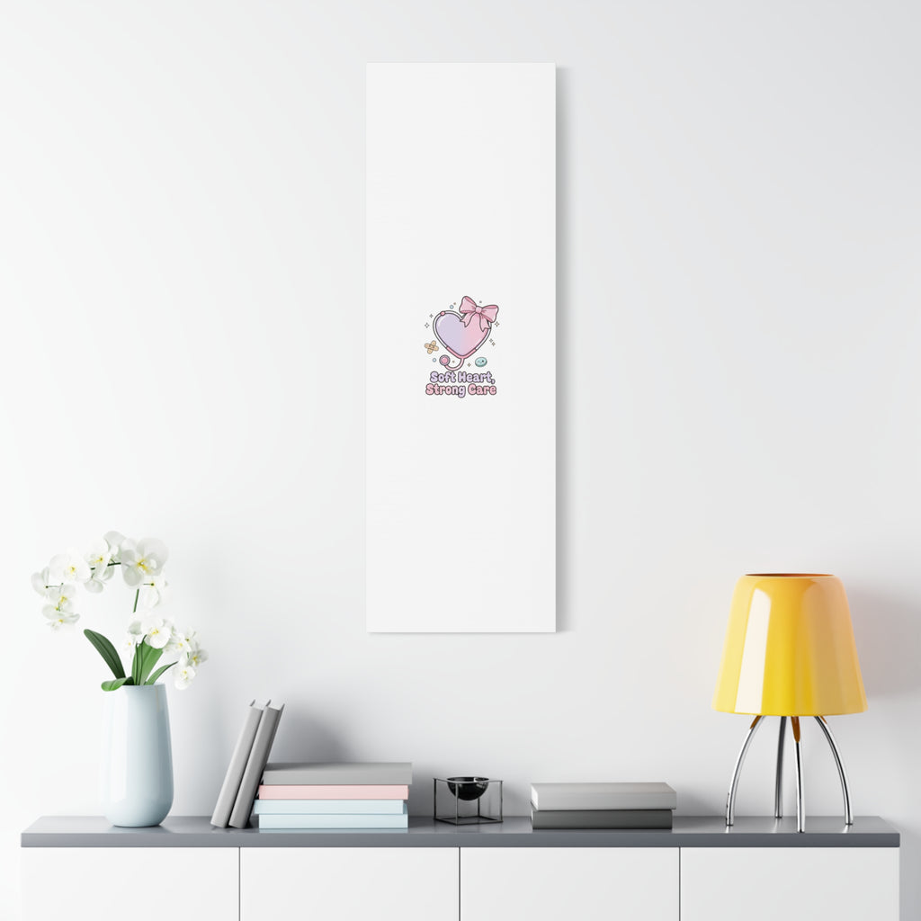Soft Heart Strong Care Canvas, Pastel Cute Nurse Medical Art | Coquette Healthcare 36" x 36" 1.25"