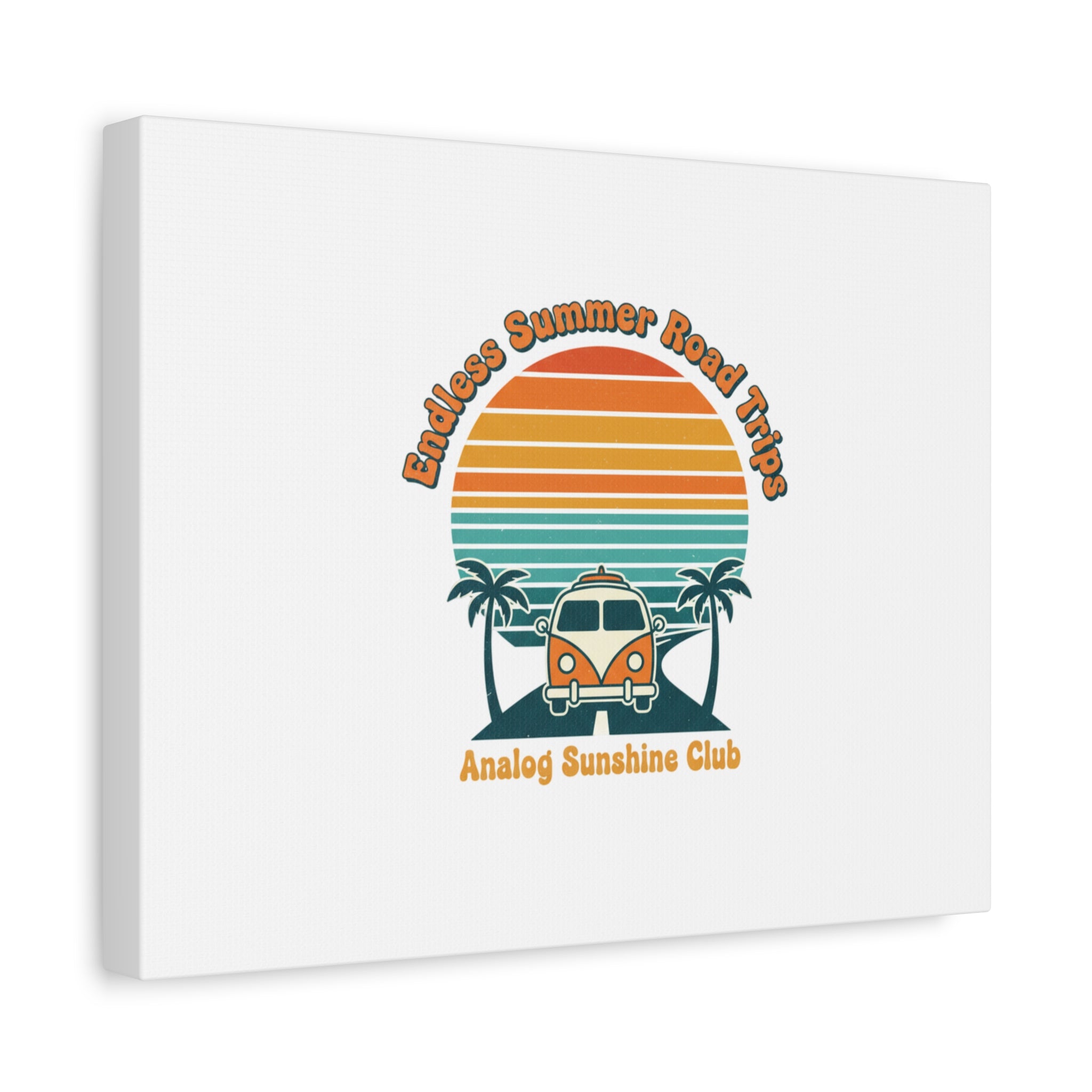 Endless Summer Road Trips Canvas | 1970s Sunset, Retro Surf Palm Art 36" x 36" 1.25"