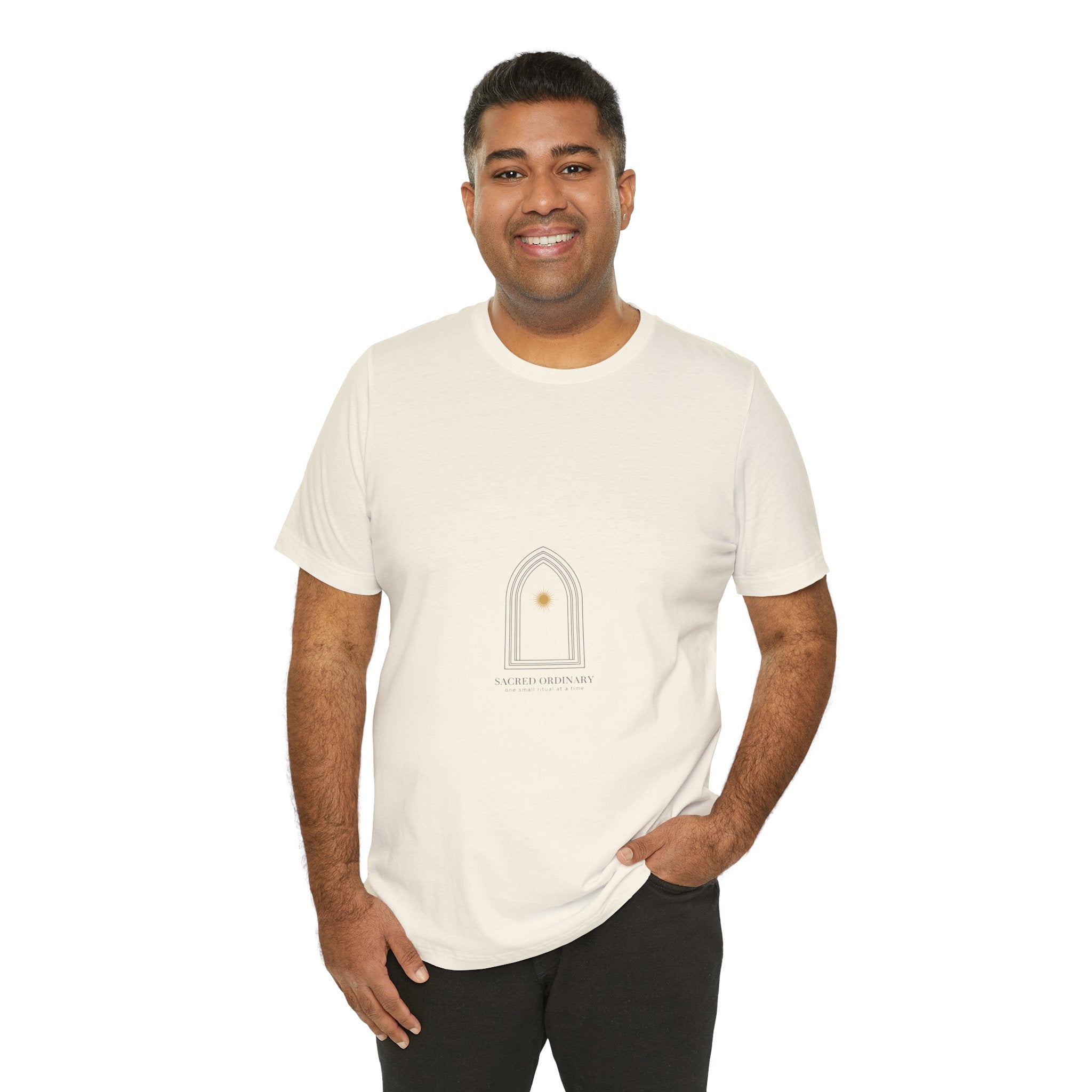 Gothic Arch Minimal Tee | Monastic Minimalism, serene typography Navy