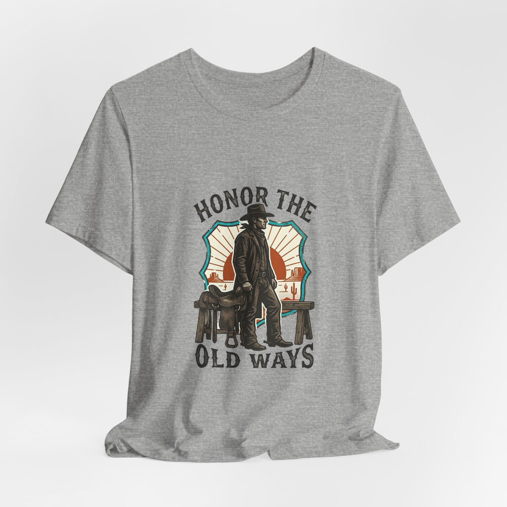 Honor the Old Ways T-Shirt | Western Americana Vintage Cowboy Frontier Navy