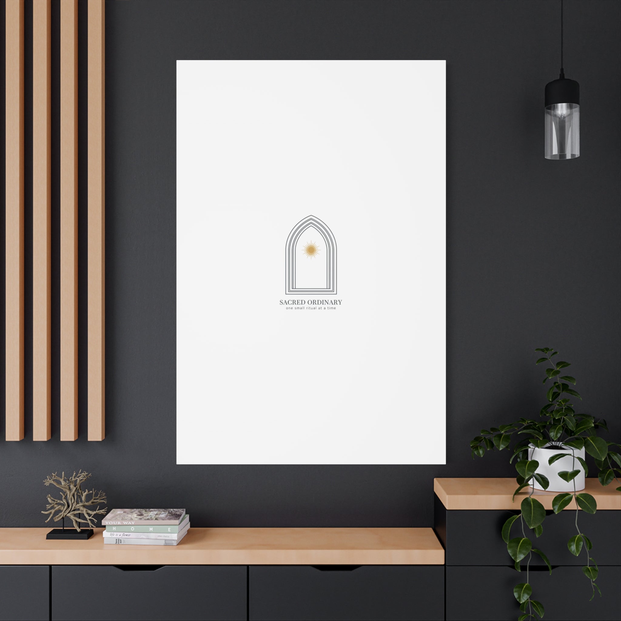 Sacred Ordinary Gothic Arch Canvas | Minimal Scripture Art, Quiet Luxury 36" x 36" 1.25"