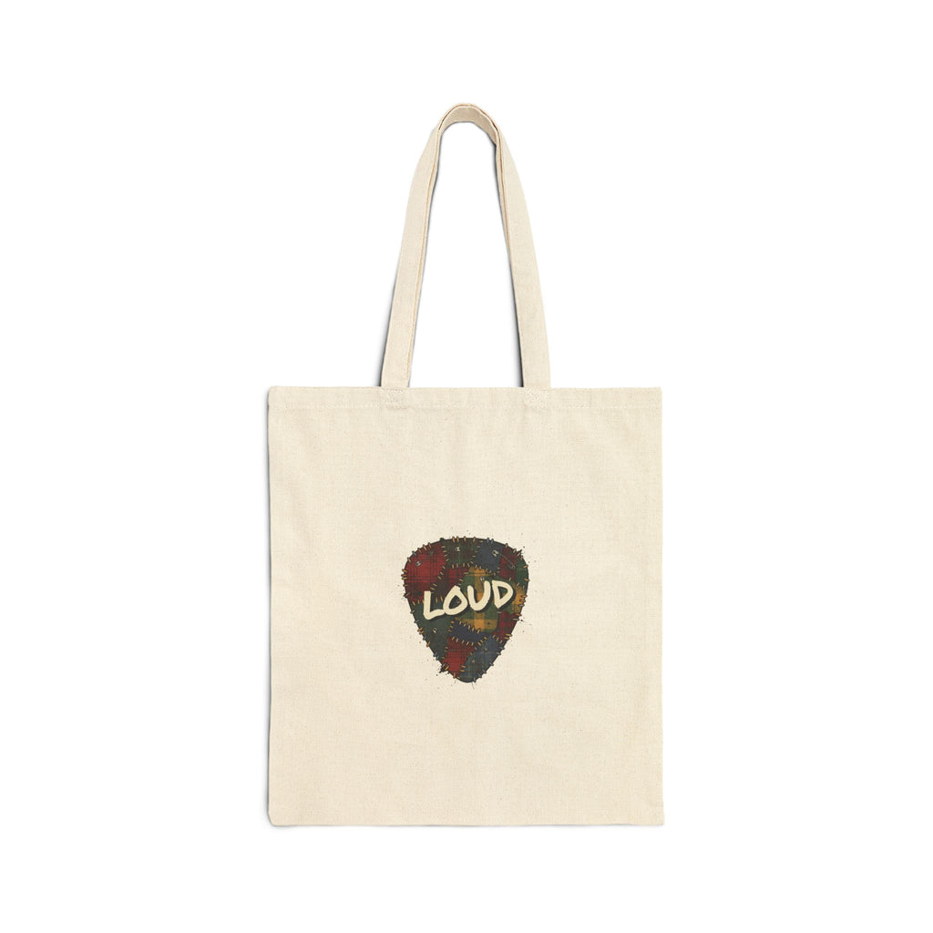 Loud Guitar Pick Tote, Grunge Plaid Patchwork Tote | 90s Rock Revival