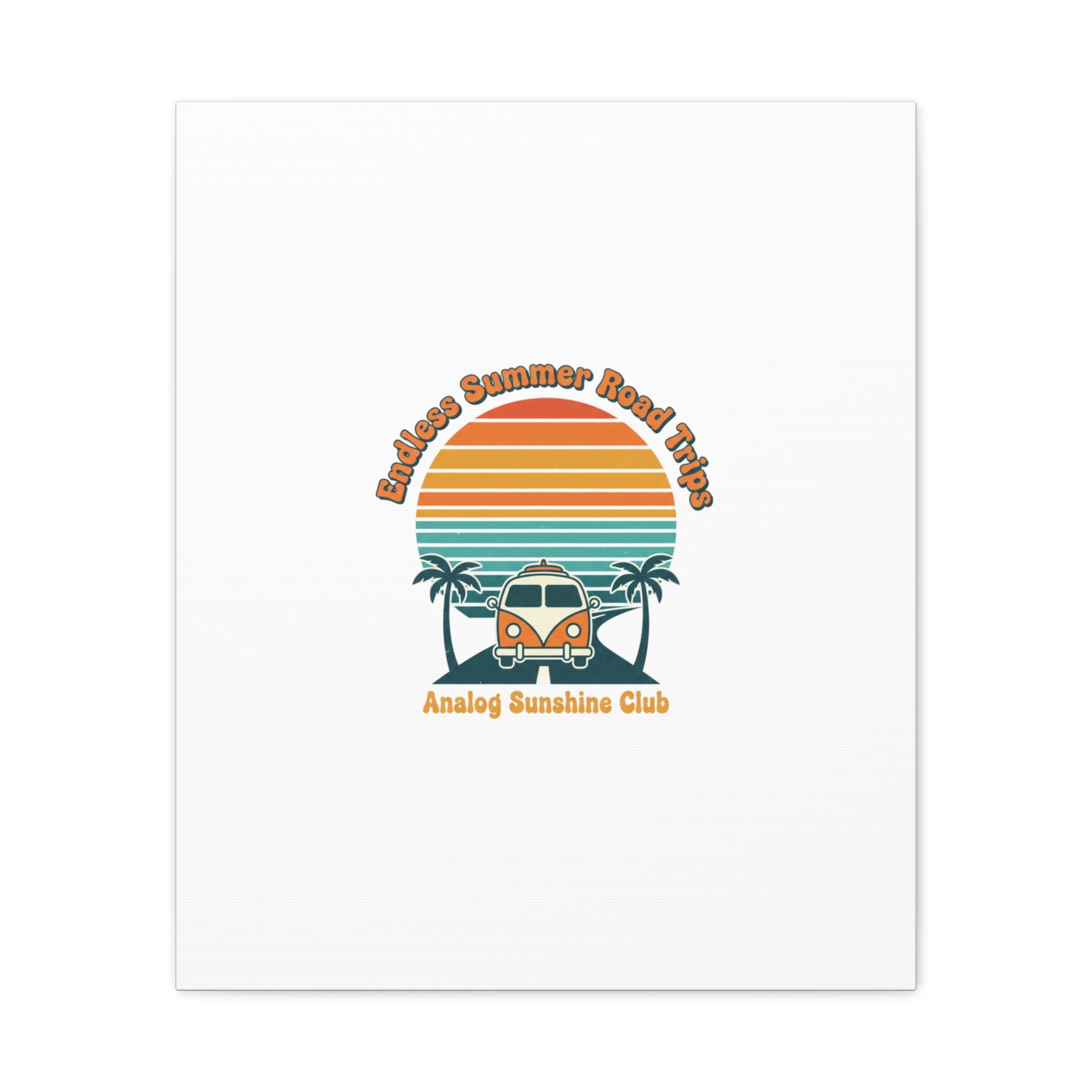 Endless Summer Road Trips Canvas | 1970s Sunset, Retro Surf Palm Art 20" x 24" (Vertical) 1.25"