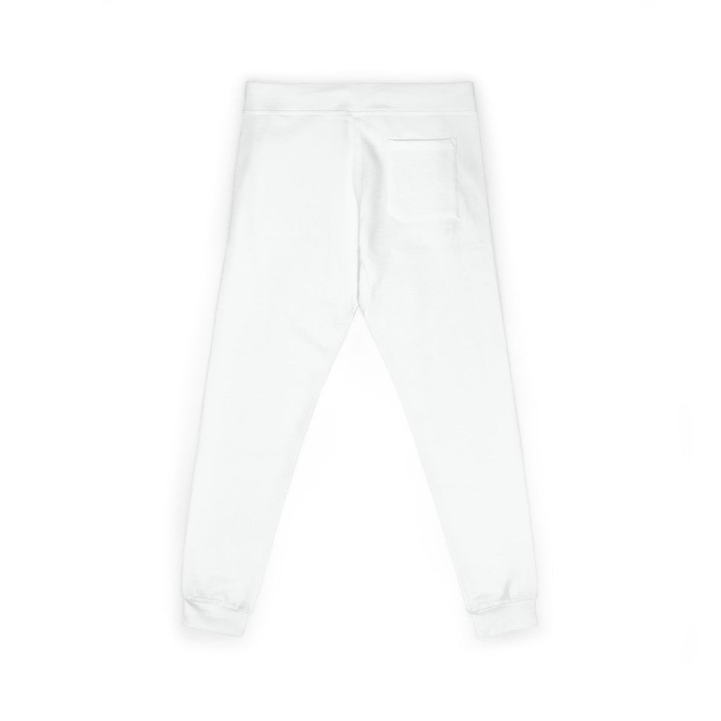 Embroidered Fist Logo Sweatpants â Cozy White Fleece Joggers White