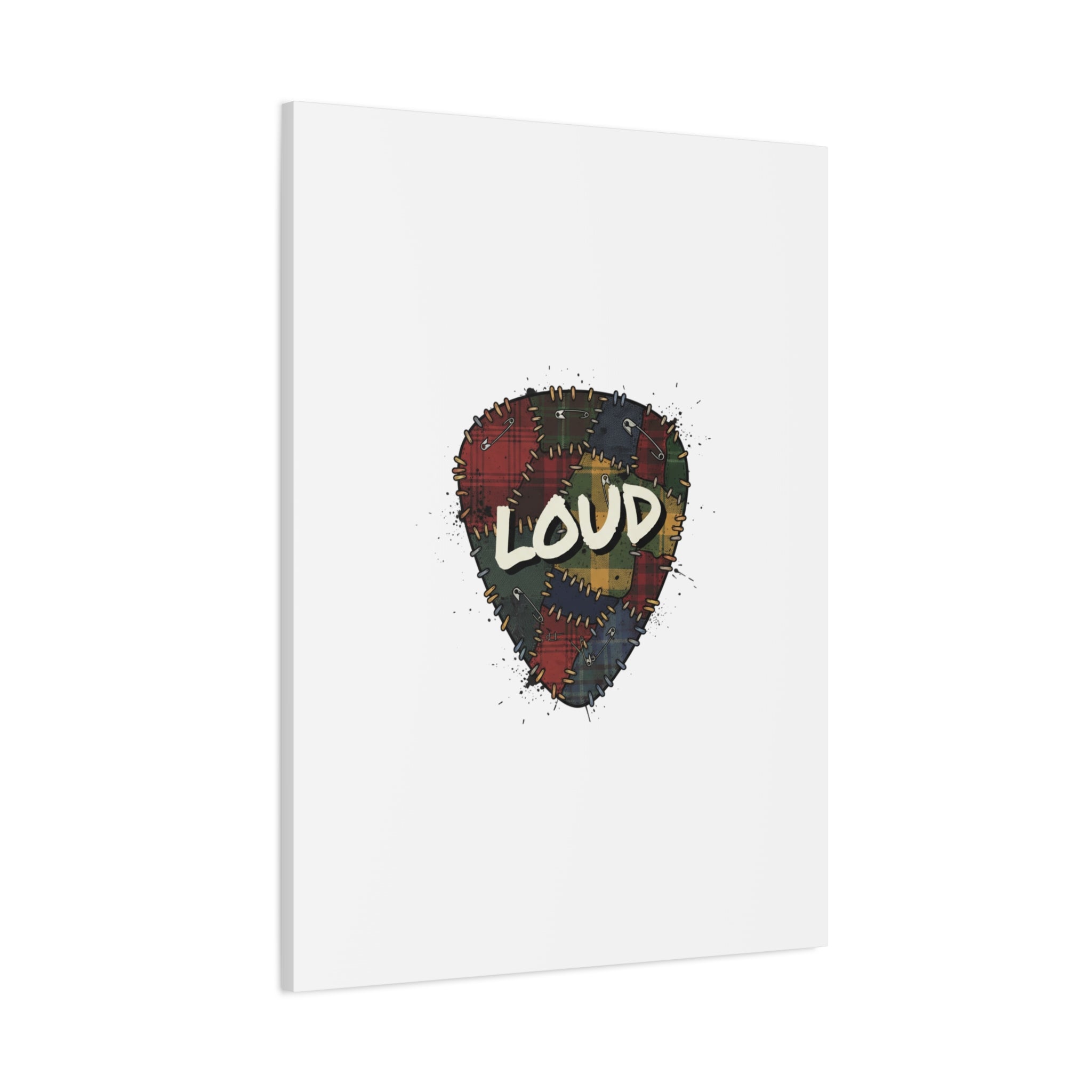 Plaid Patchwork Guitar Pick Canvas, Grunge Revival, 90s Rock Plaid Aesthetic 36" x 36" 1.25"