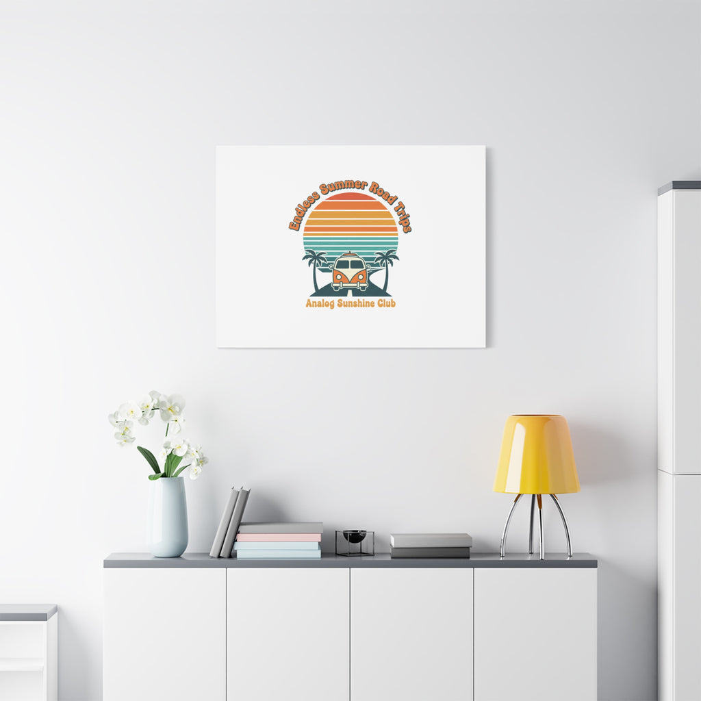 Endless Summer Road Trips Canvas | 1970s Sunset, Retro Surf Palm Art 36" x 36" 1.25"