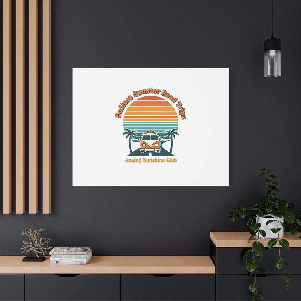 Endless Summer Road Trips Canvas | 1970s Sunset, Retro Surf Palm Art 36" x 36" 1.25"