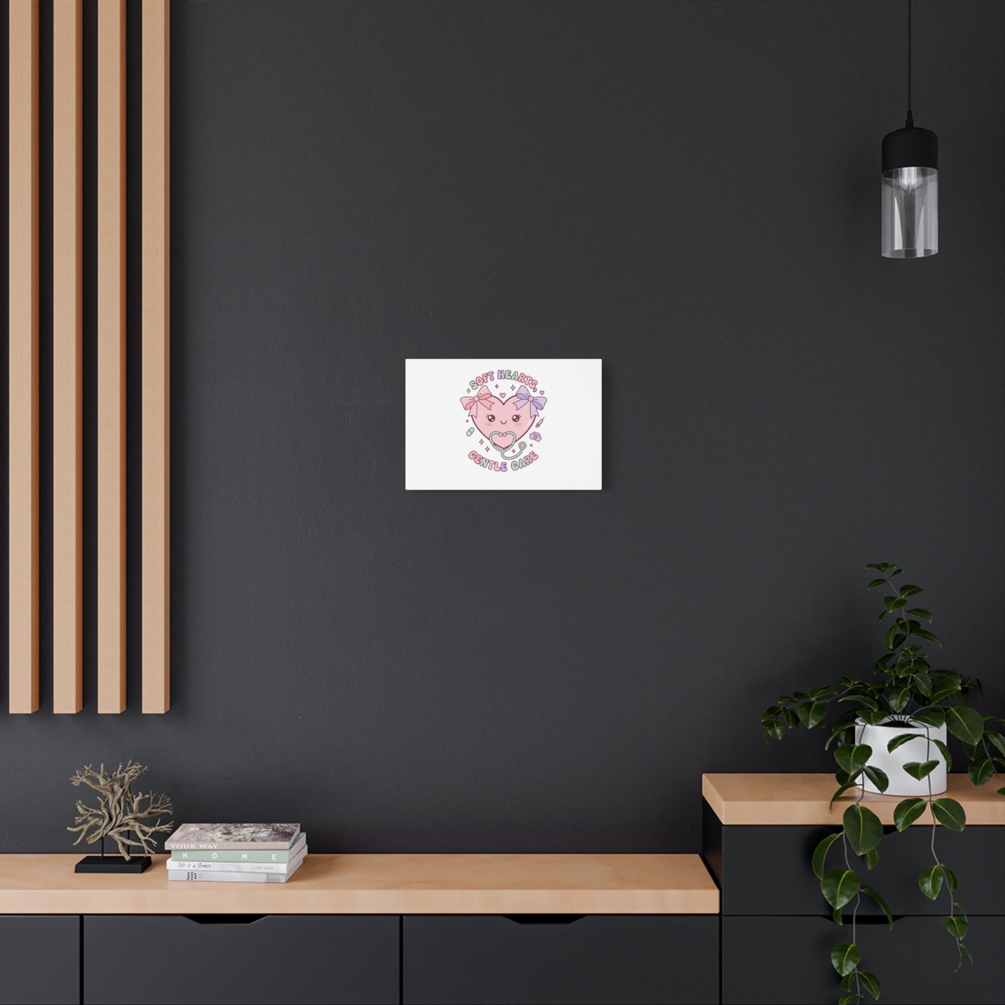 Soft Hearts Gentle Care Canvas, Cute Nurse Graphic | Pastel Coquette Medical Art 36" x 36" 1.25"