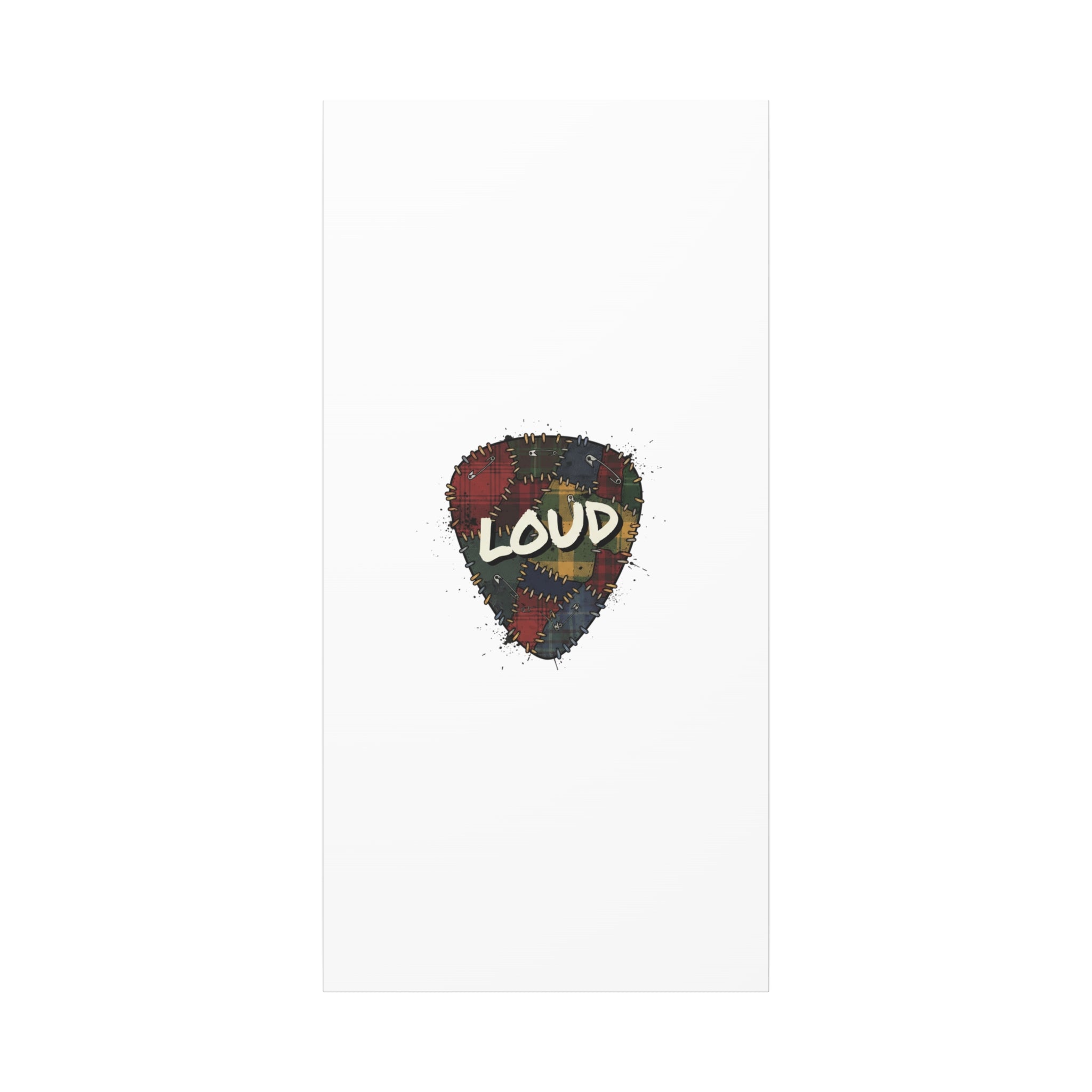 Plaid Patchwork Guitar Pick Canvas, Grunge Revival, 90s Rock Plaid Aesthetic 24″ x 48″ (Vertical) 1.25"