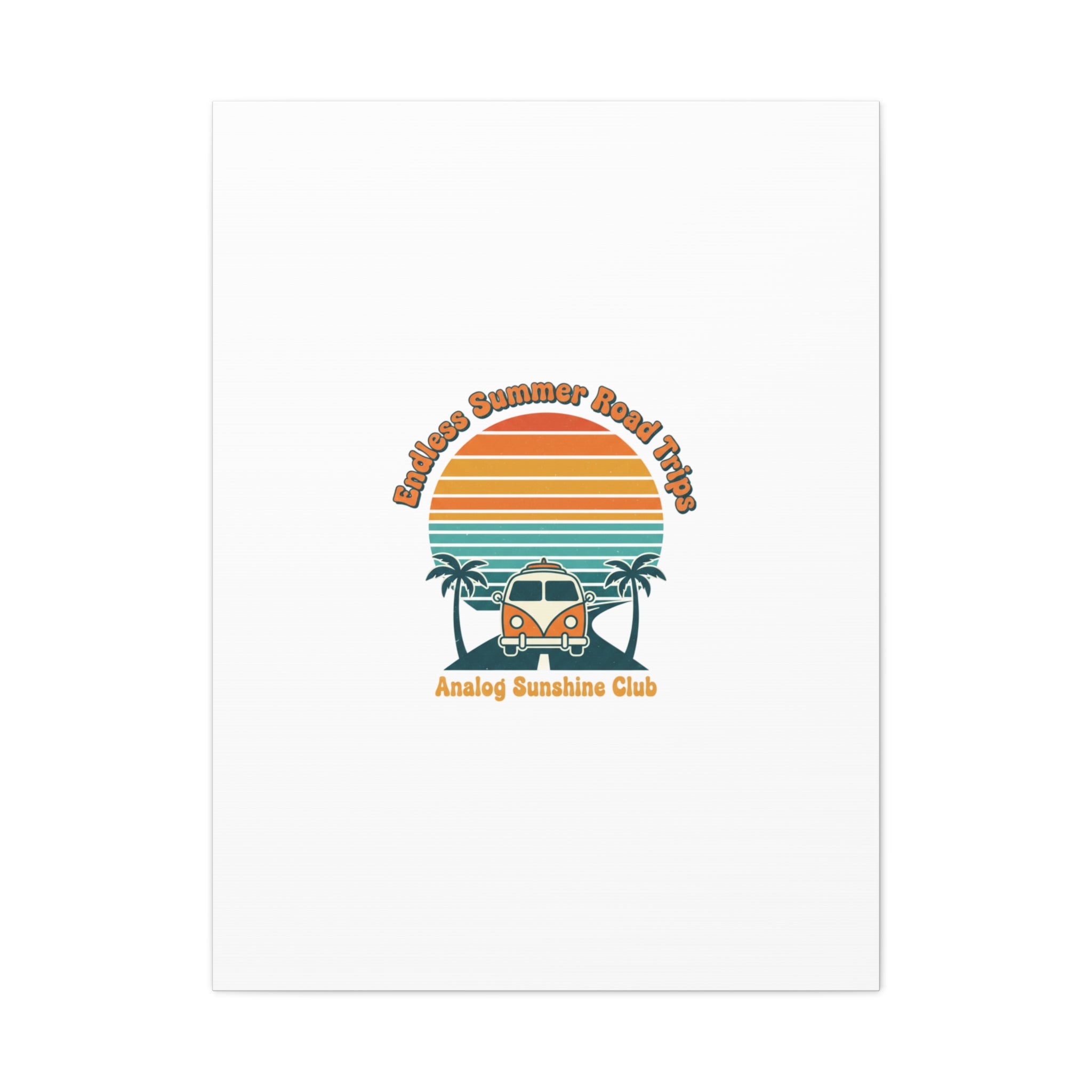 Endless Summer Road Trips Canvas | 1970s Sunset, Retro Surf Palm Art 30" x 40" (Vertical) 1.25"