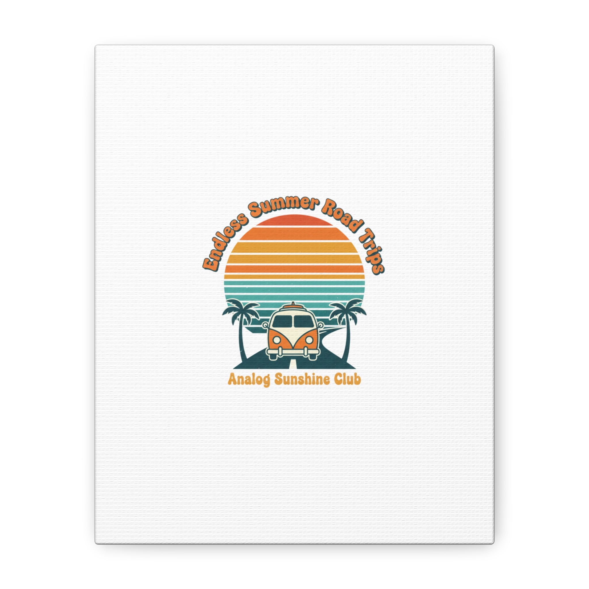 Endless Summer Road Trips Canvas | 1970s Sunset, Retro Surf Palm Art 8" x 10" (Vertical) 1.25"