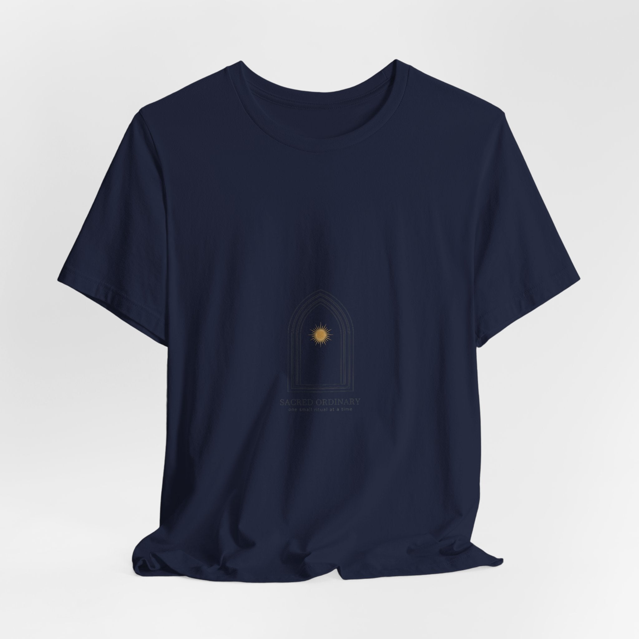 Gothic Arch Minimal Tee | Monastic Minimalism, serene typography Navy