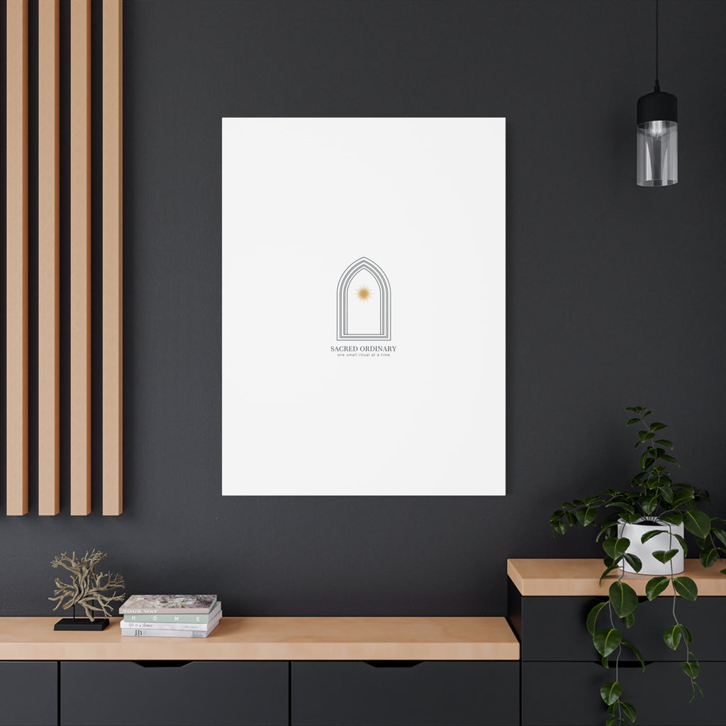 Sacred Ordinary Gothic Arch Canvas | Minimal Scripture Art, Quiet Luxury 36" x 36" 1.25"
