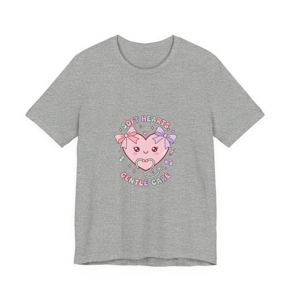 Kawaii Nurse Heart Tee | pastel healthcare design, coquette medical shirt Athletic Heather