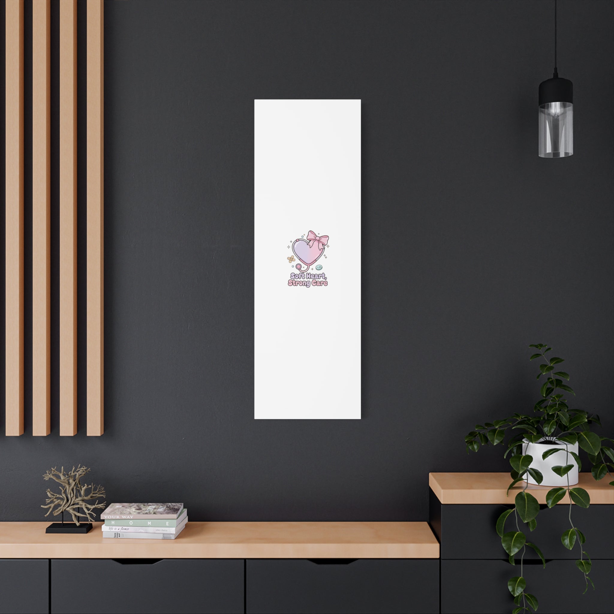 Soft Heart Strong Care Canvas, Pastel Cute Nurse Medical Art | Coquette Healthcare 36" x 36" 1.25"