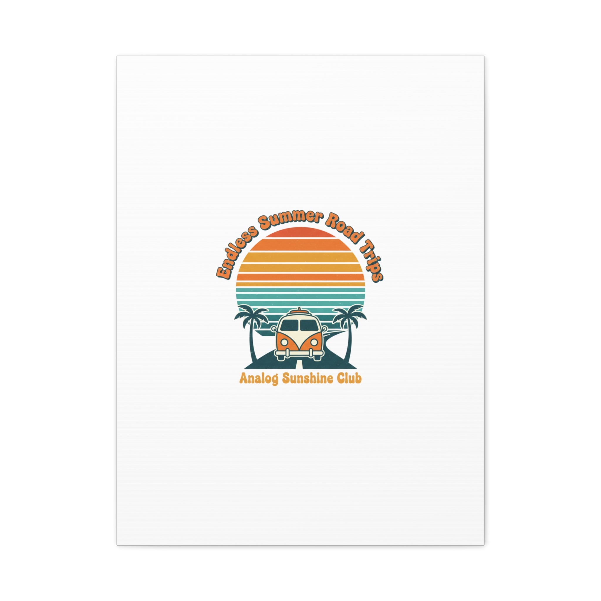 Endless Summer Road Trips Canvas | 1970s Sunset, Retro Surf Palm Art 24" x 32" (Vertical) 1.25"