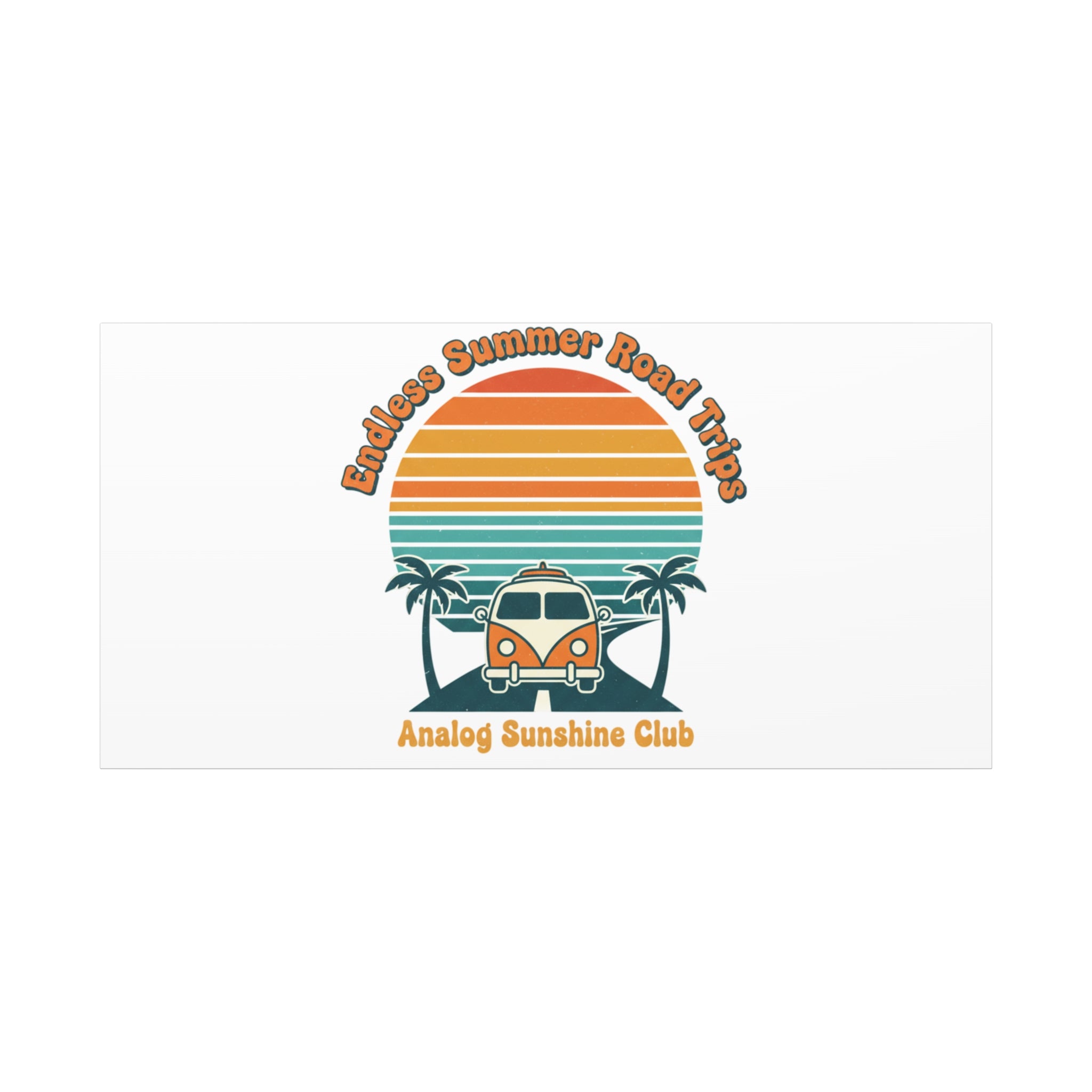 Endless Summer Road Trips Canvas | 1970s Sunset, Retro Surf Palm Art 48″ x 24″ (Horizontal) 1.25"
