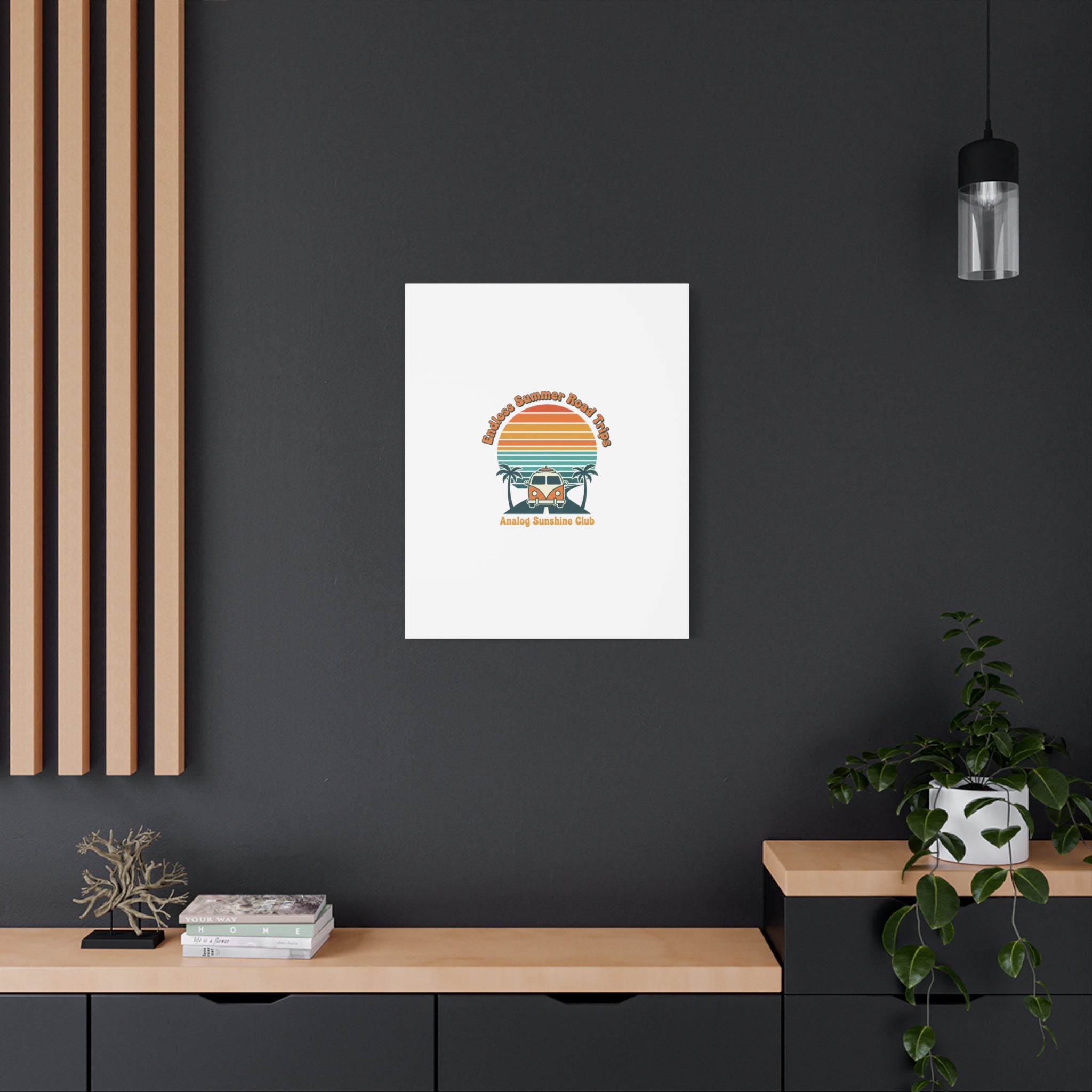 Endless Summer Road Trips Canvas | 1970s Sunset, Retro Surf Palm Art 36" x 36" 1.25"