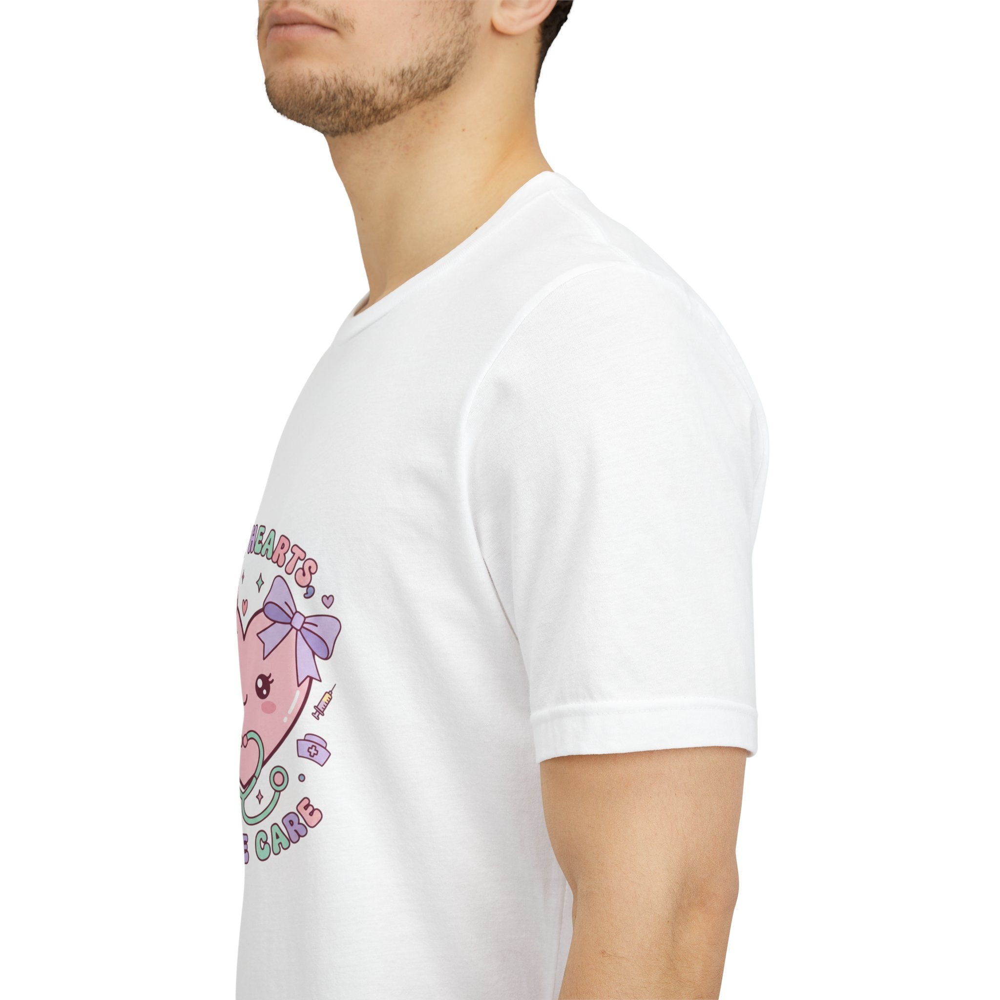 Kawaii Nurse Heart Tee | pastel healthcare design, coquette medical shirt Navy