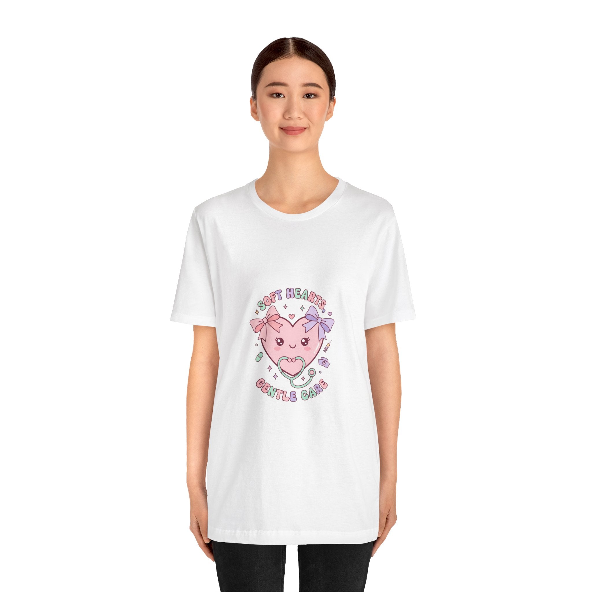 Kawaii Nurse Heart Tee | pastel healthcare design, coquette medical shirt Navy