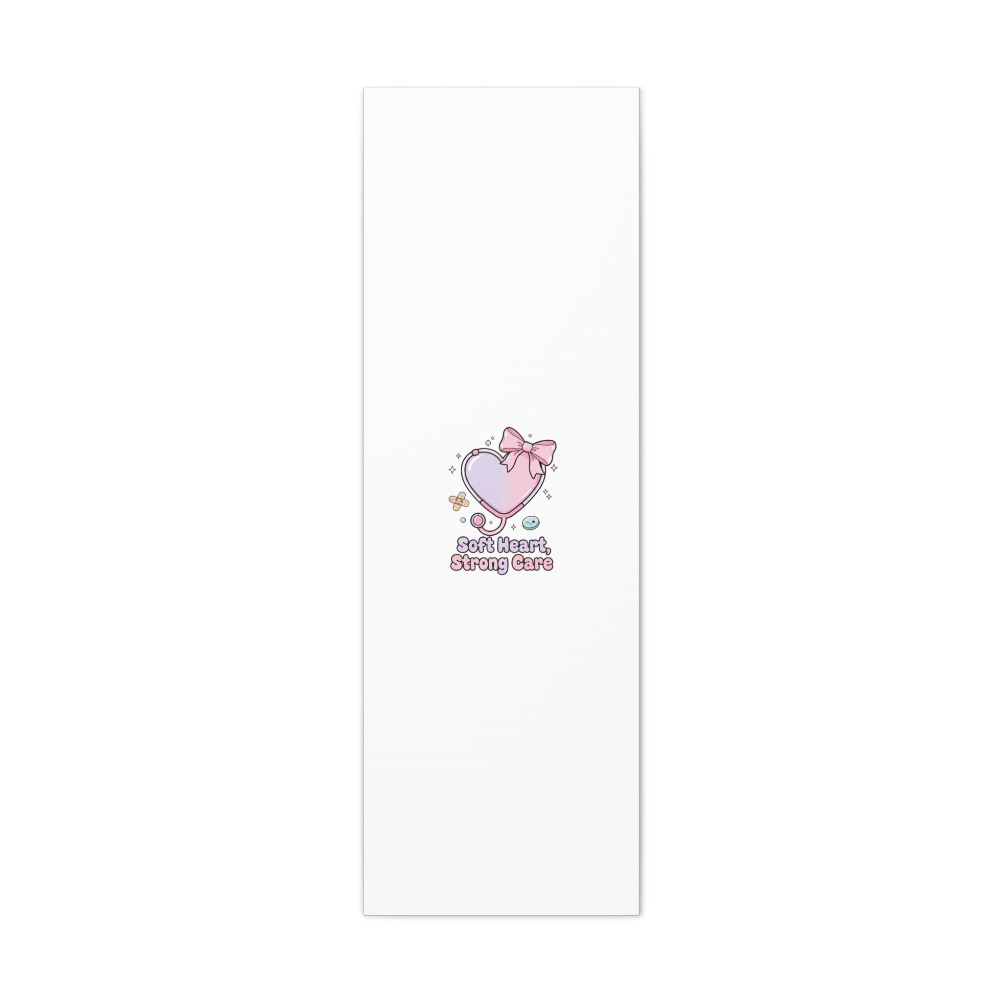 Soft Heart Strong Care Canvas, Pastel Cute Nurse Medical Art | Coquette Healthcare 16" x 48" (Vertical) 1.25"