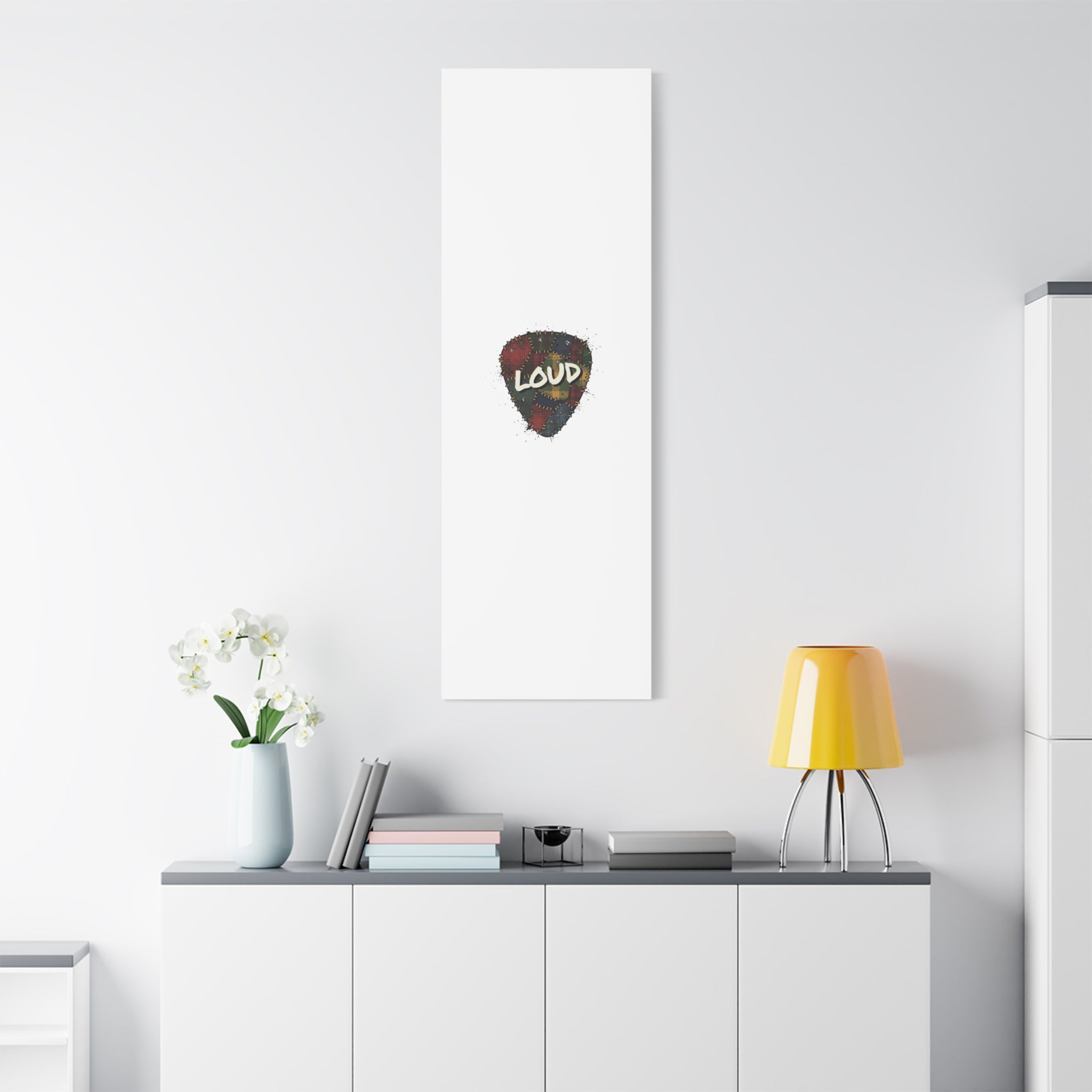 Plaid Patchwork Guitar Pick Canvas, Grunge Revival, 90s Rock Plaid Aesthetic 36" x 36" 1.25"